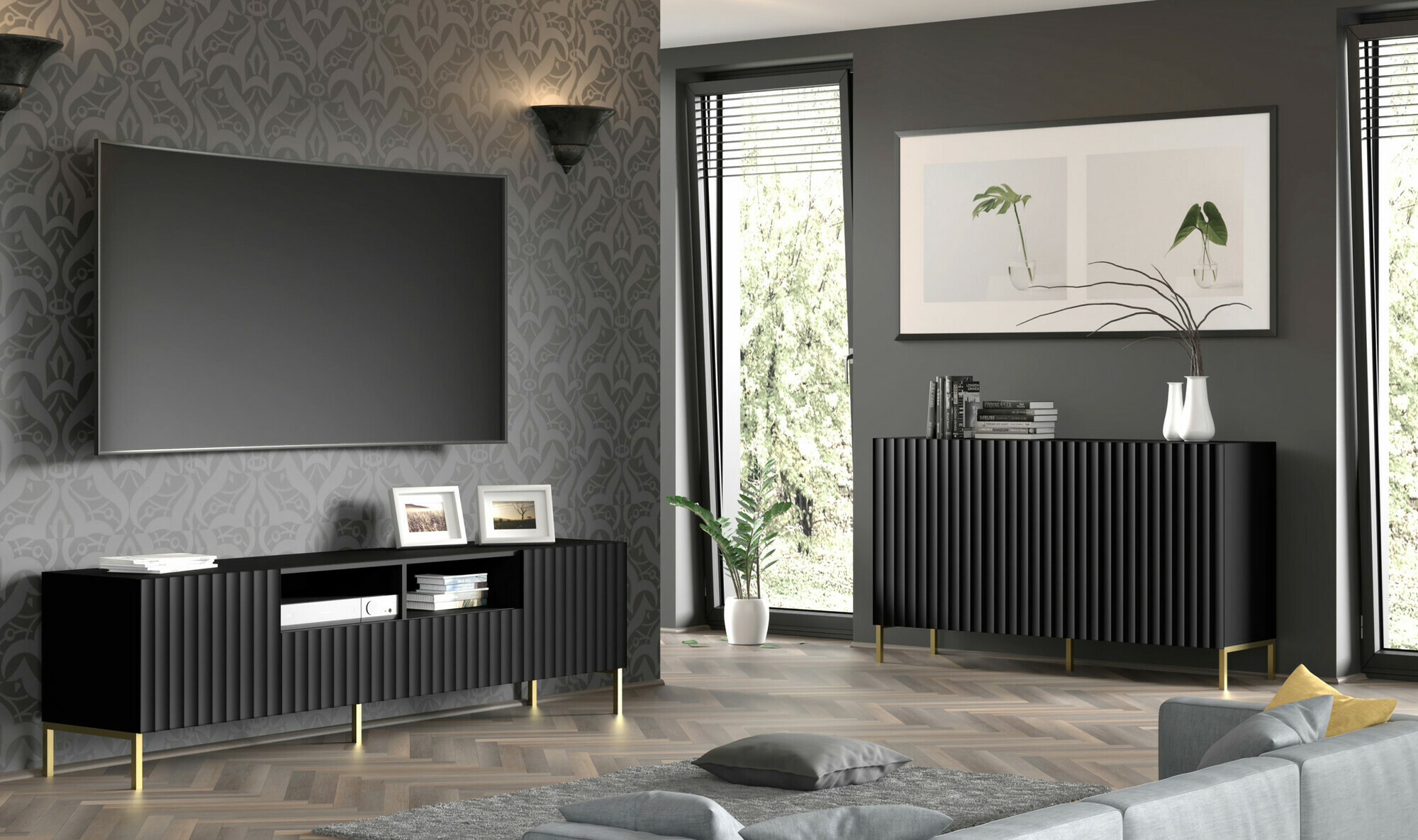 TV-állvány Soropho 102 (Fekete)