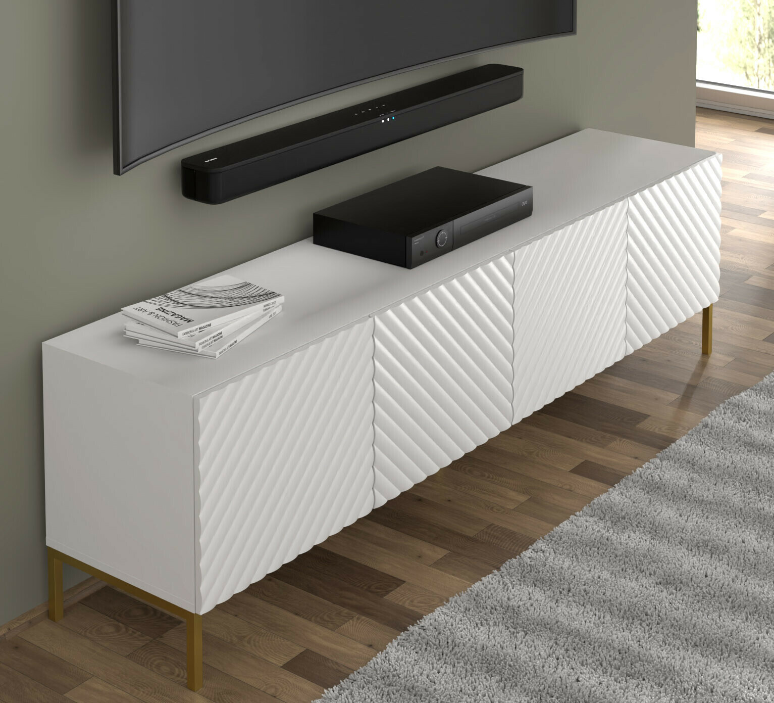 TV-állvány Fivremu 104 (Fehér)