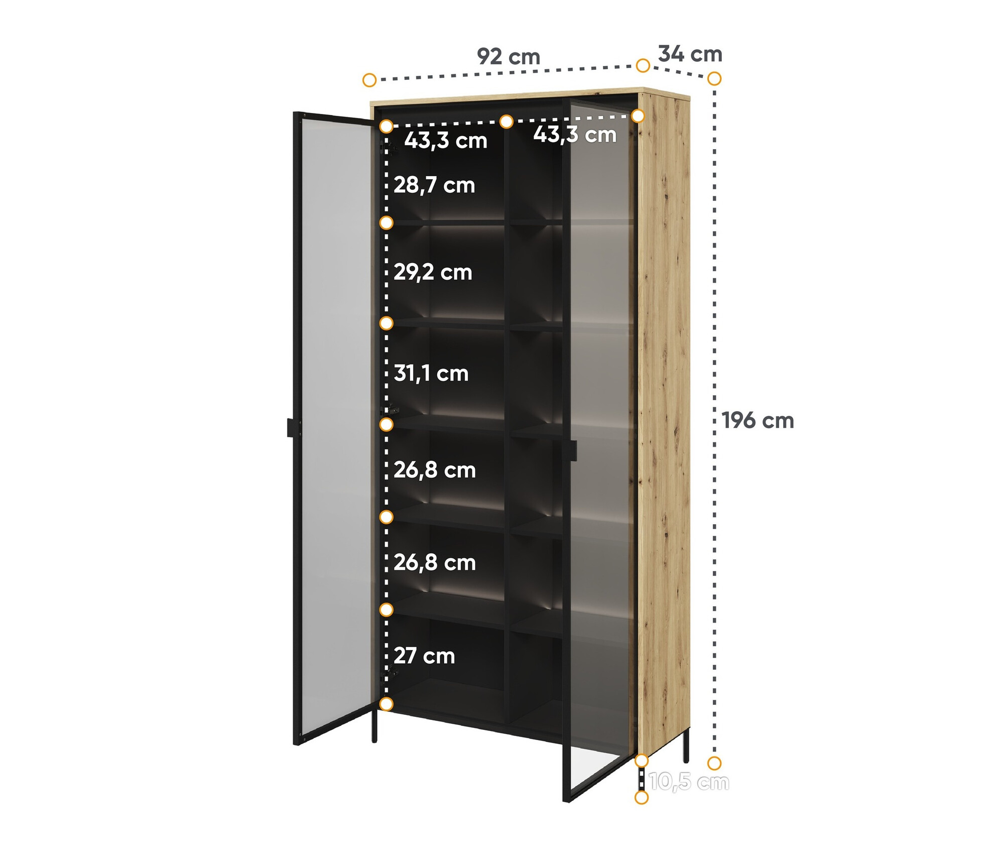 Könyvespolc Fernolu 106 (Artisan tölgy + Fekete)