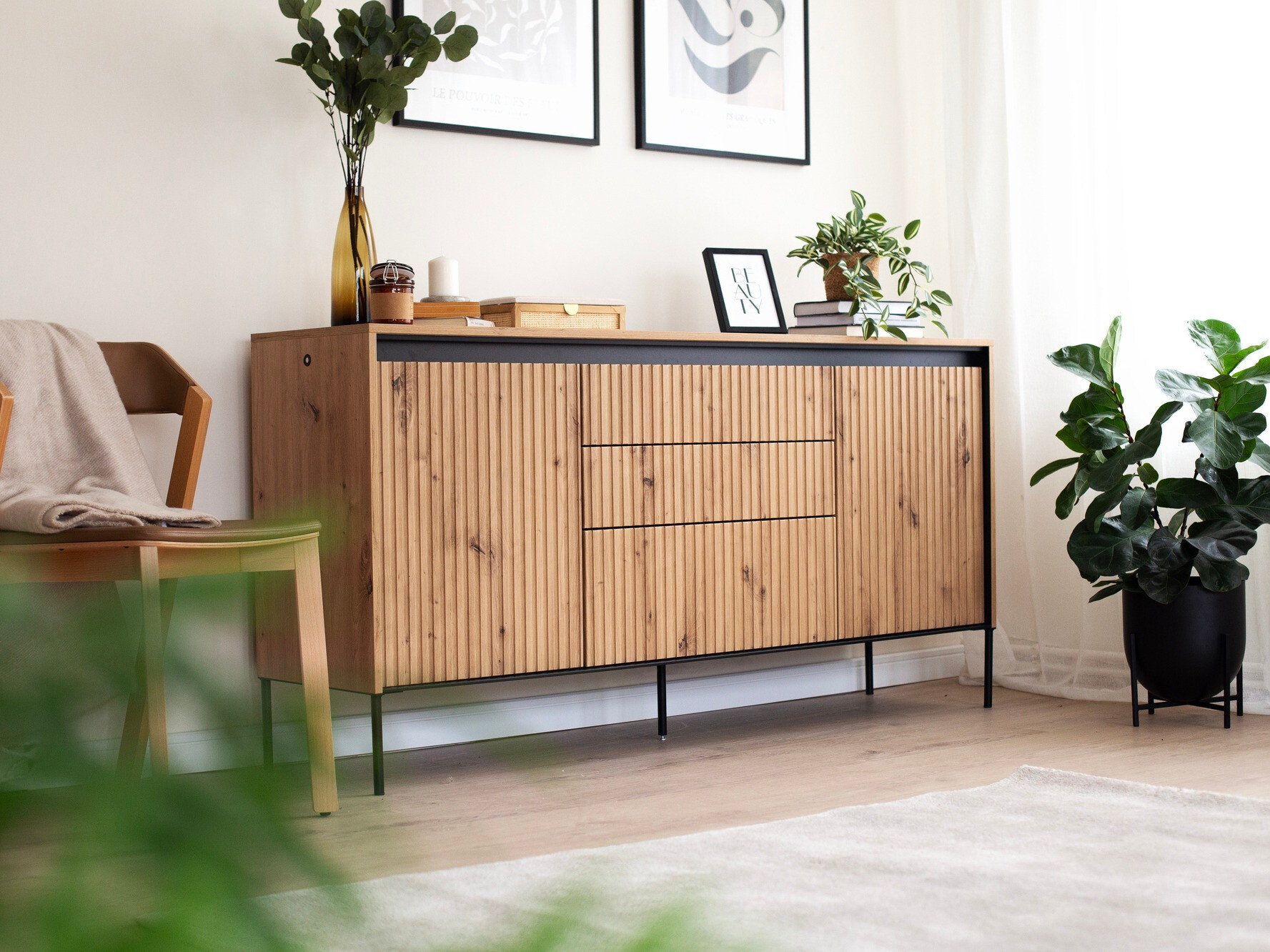 Komód Fernolu 100 (Artisan tölgy + Fekete)