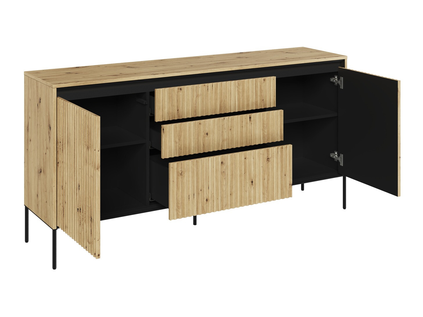 Komód Fernolu 100 (Artisan tölgy + Fekete)