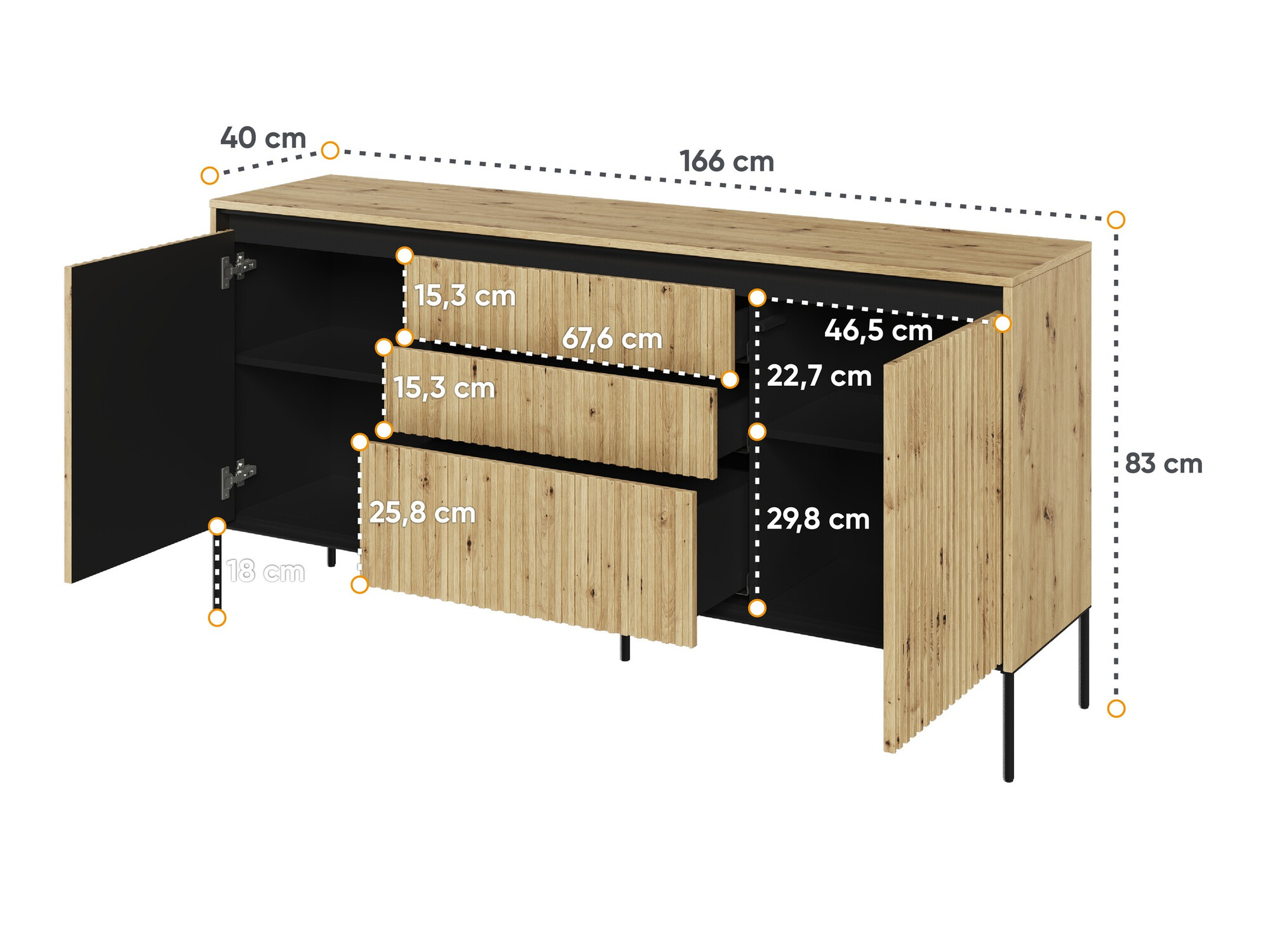 Komód Fernolu 100 (Artisan tölgy + Fekete)