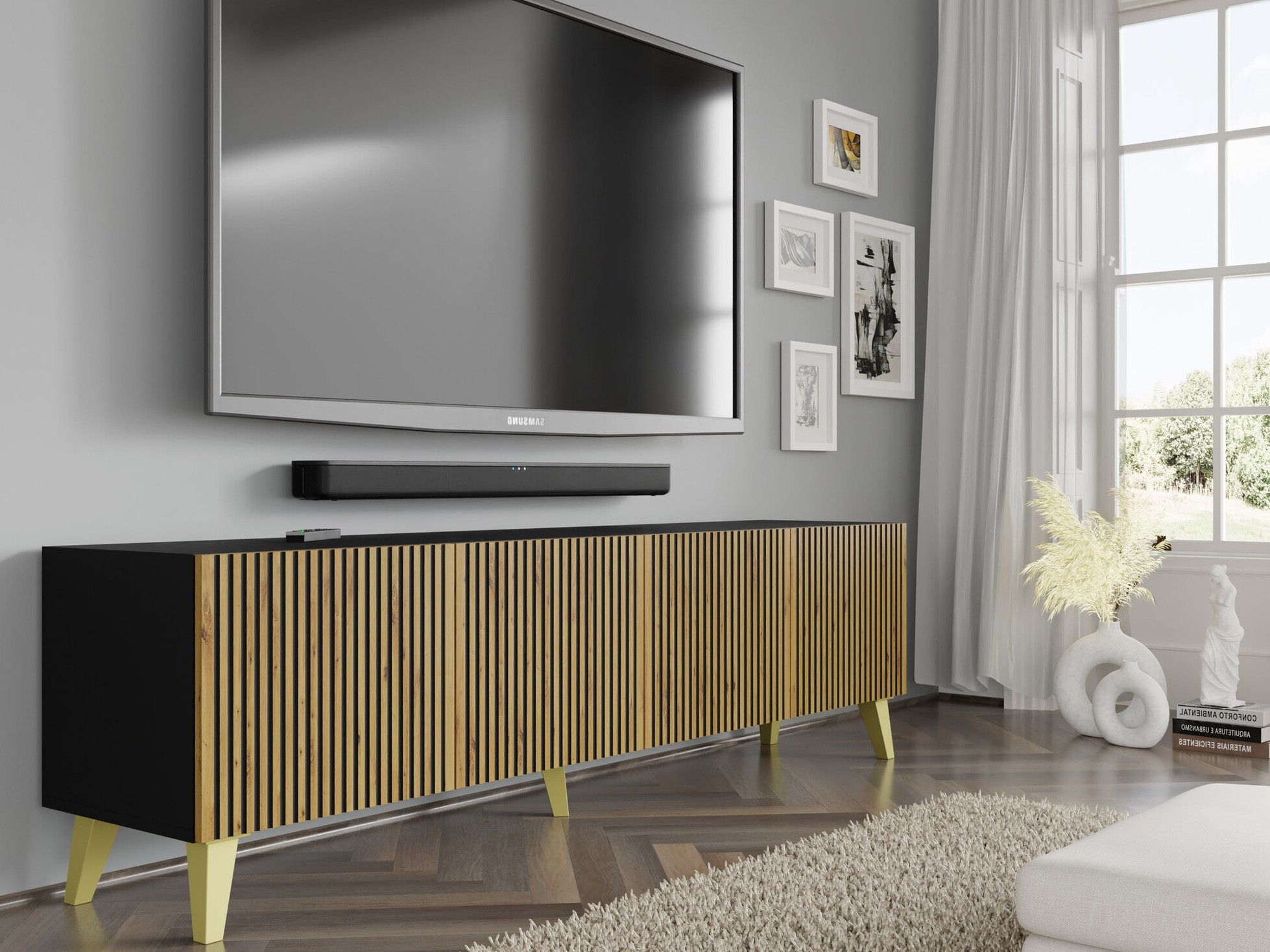 TV-állvány Buffalo 152 (Artisan tölgy + Fekete)