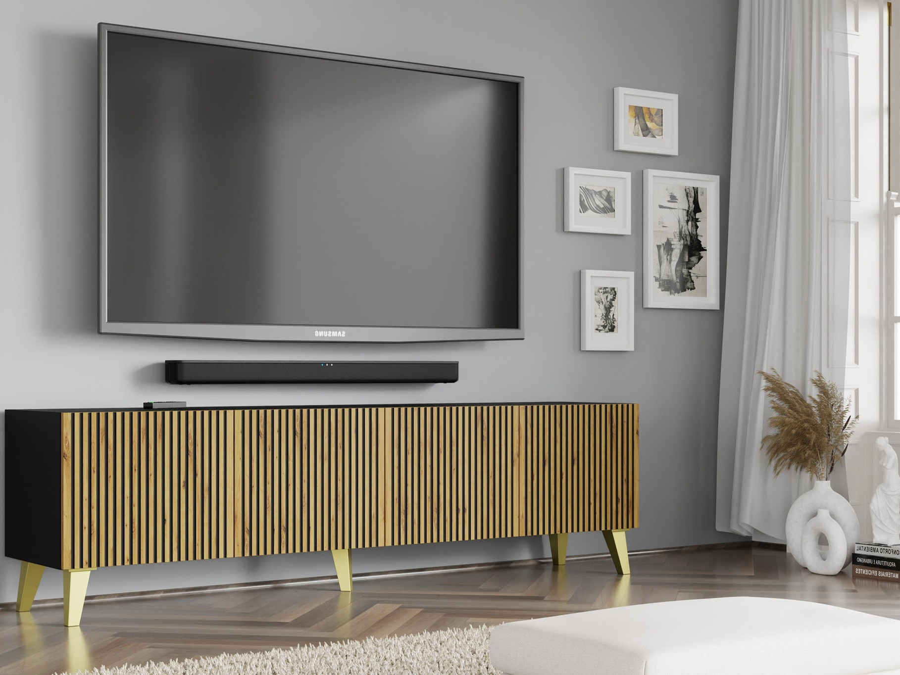 TV-állvány Buffalo 152 (Artisan tölgy + Fekete)