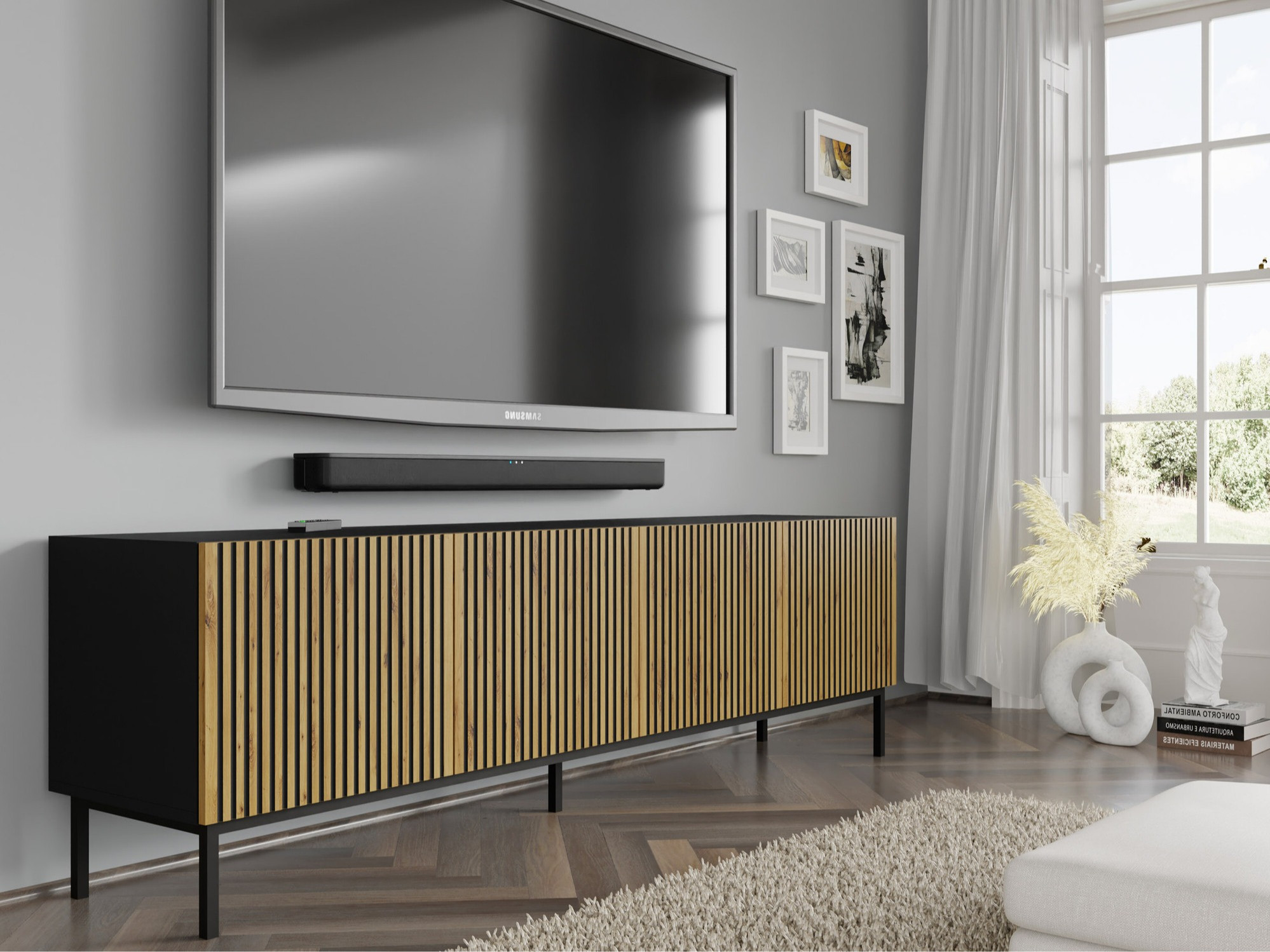 TV-állvány Talsalu 101 (Artisan tölgy + Fekete)