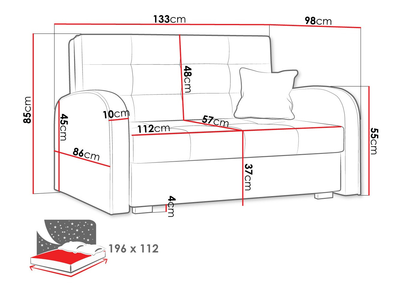 Kanapéágy Columbus 115 (Aragon 93)