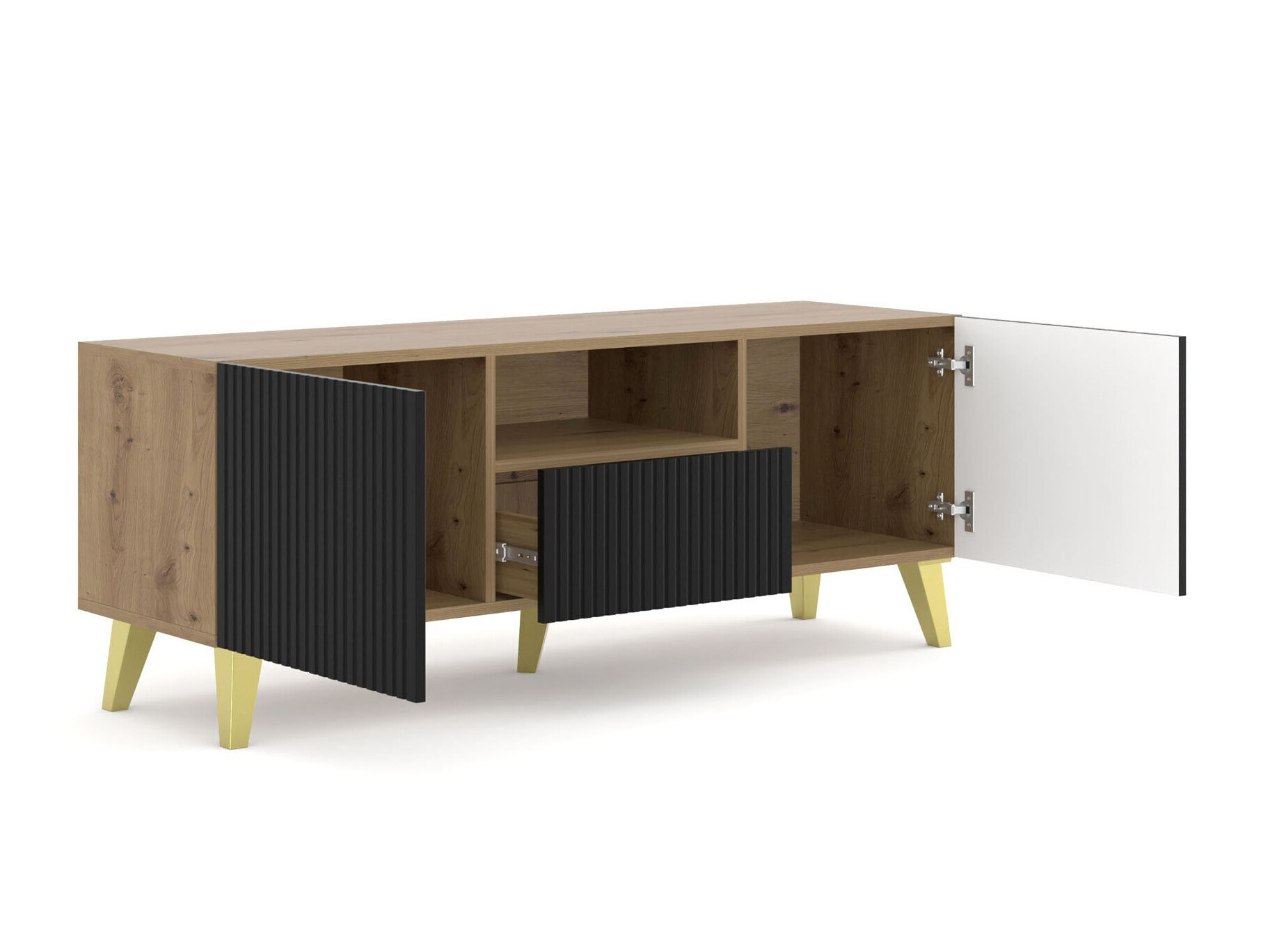 TV-állvány Etdela 100 (Artisan tölgy + Fekete)