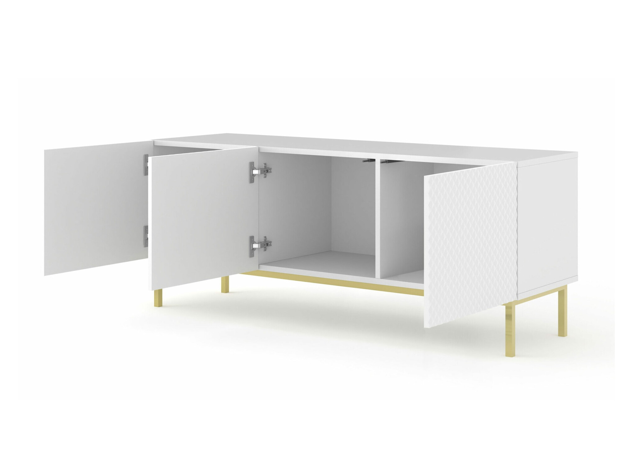 TV-állvány Odelomu 101 (Fehér + Fényes fehér)