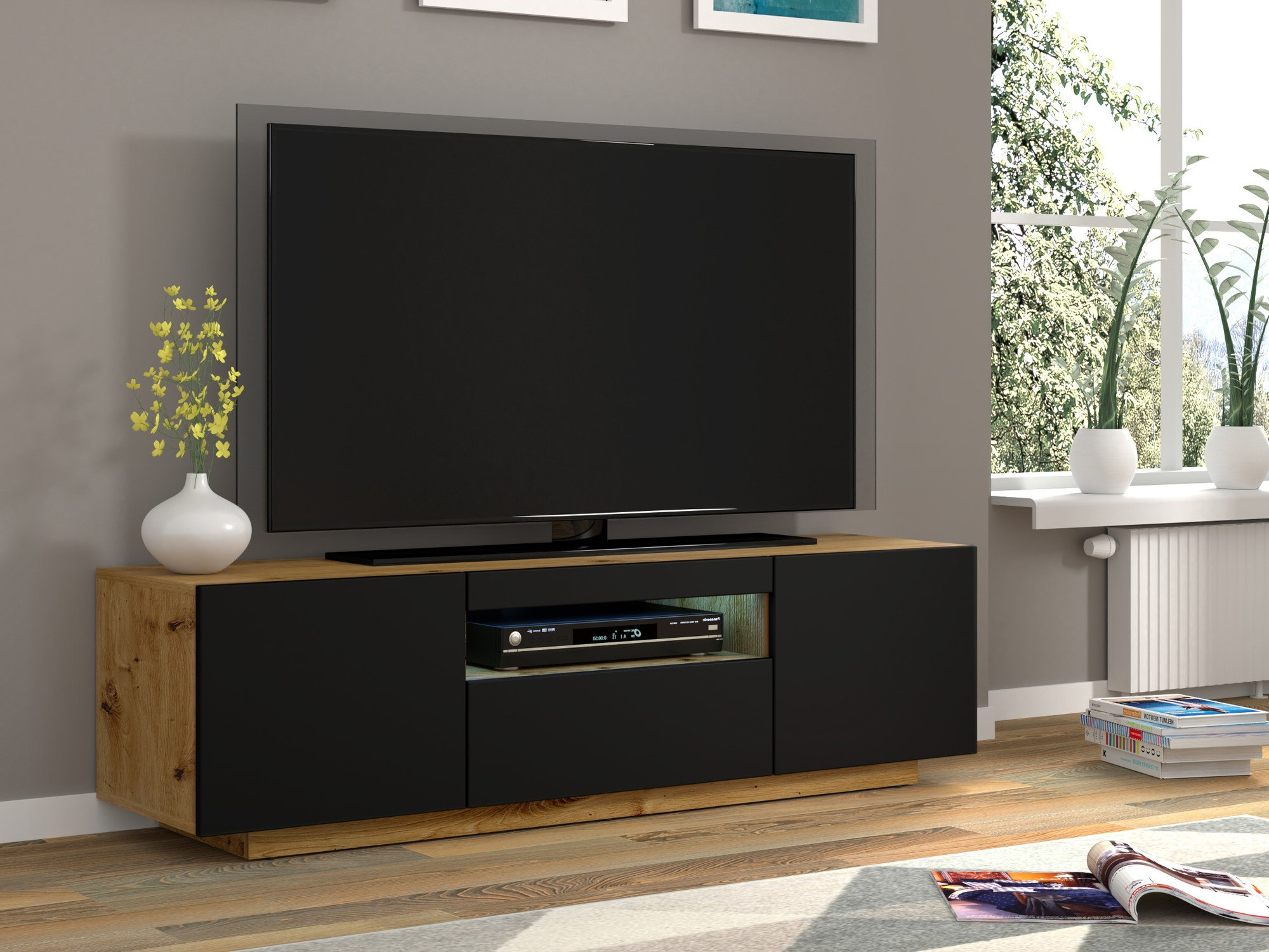 TV-állvány Morteo 103 (Artisan tölgy + Fekete)