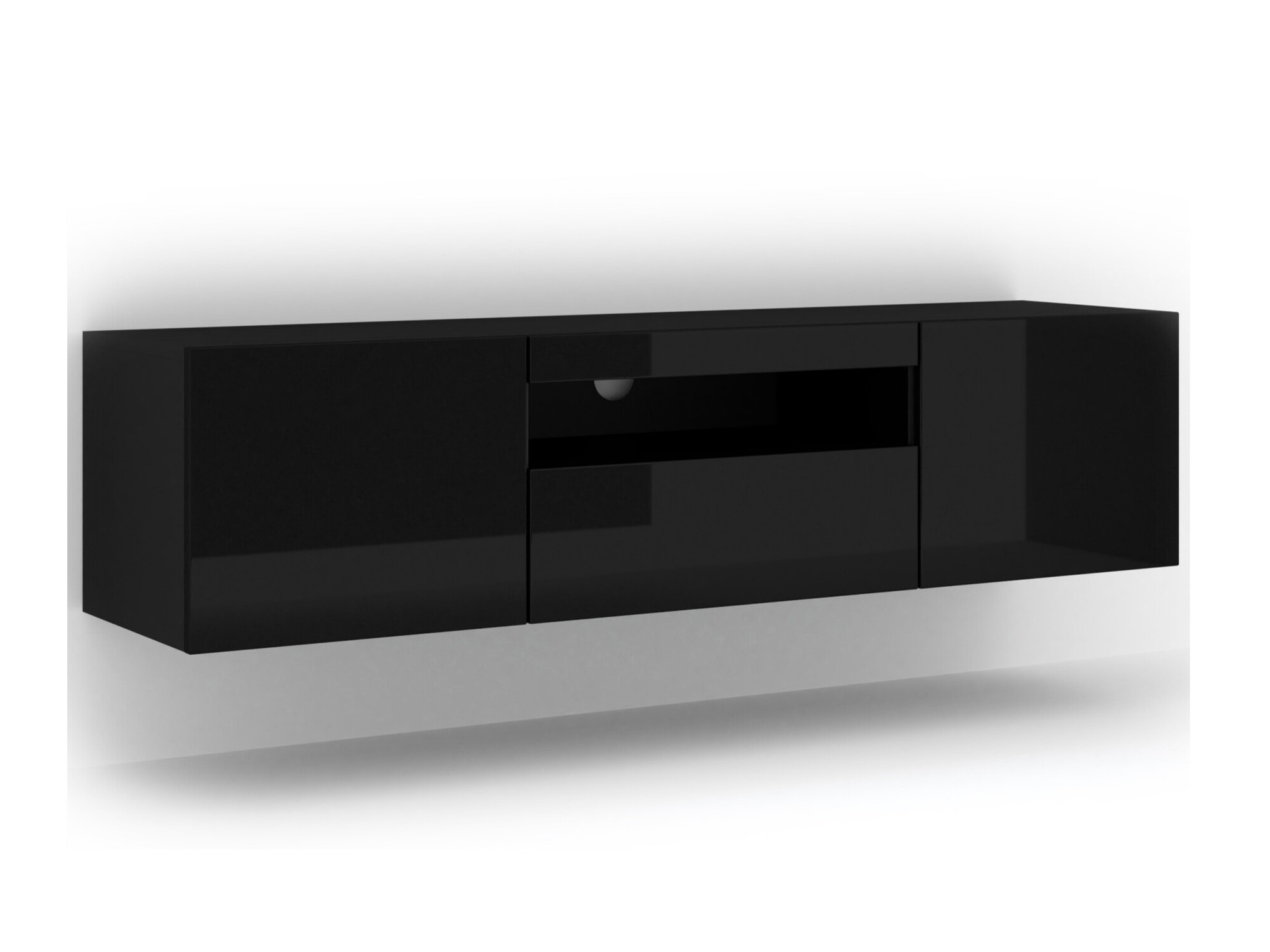 TV-állvány Morteo 103 (Fekete + Fényes fekete)