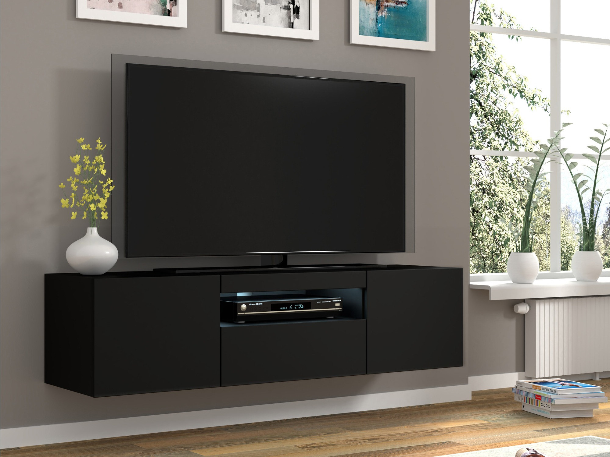 TV-állvány Morteo 103 (Fekete)