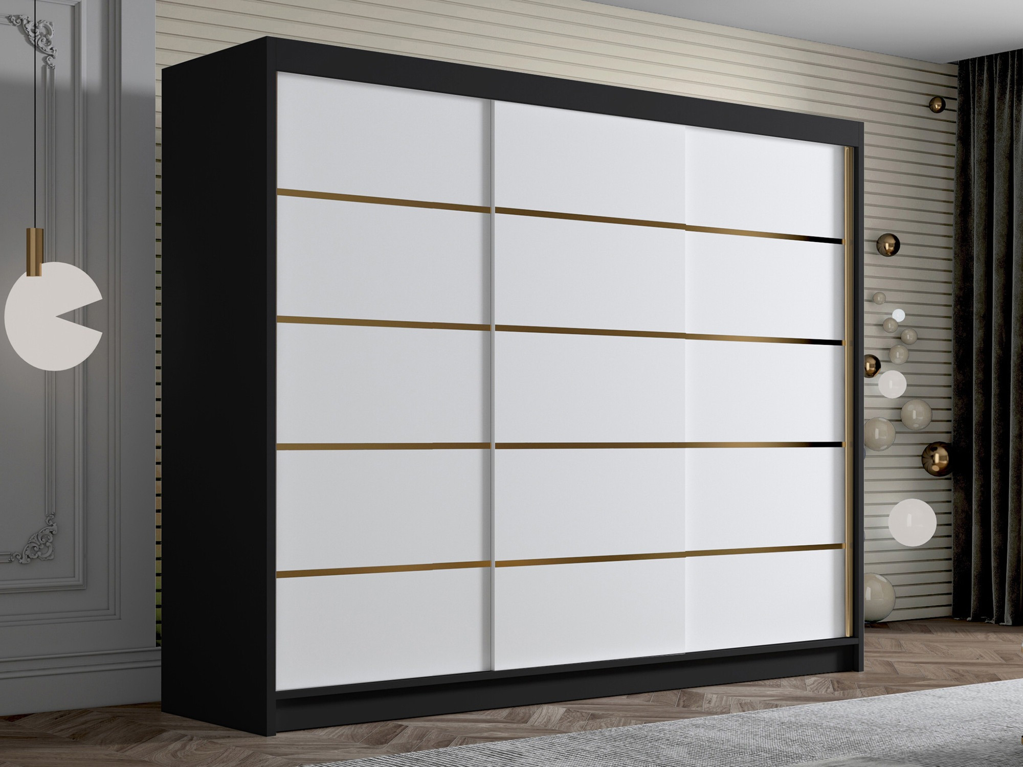 Gardróbszekrény Closico 184 (Fekete + Fehér)