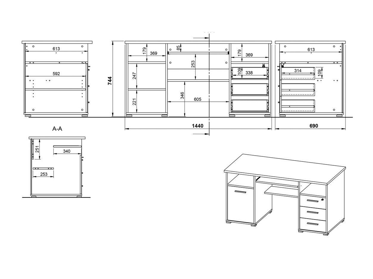 Íróasztal Sacramento 106 (Antracit)