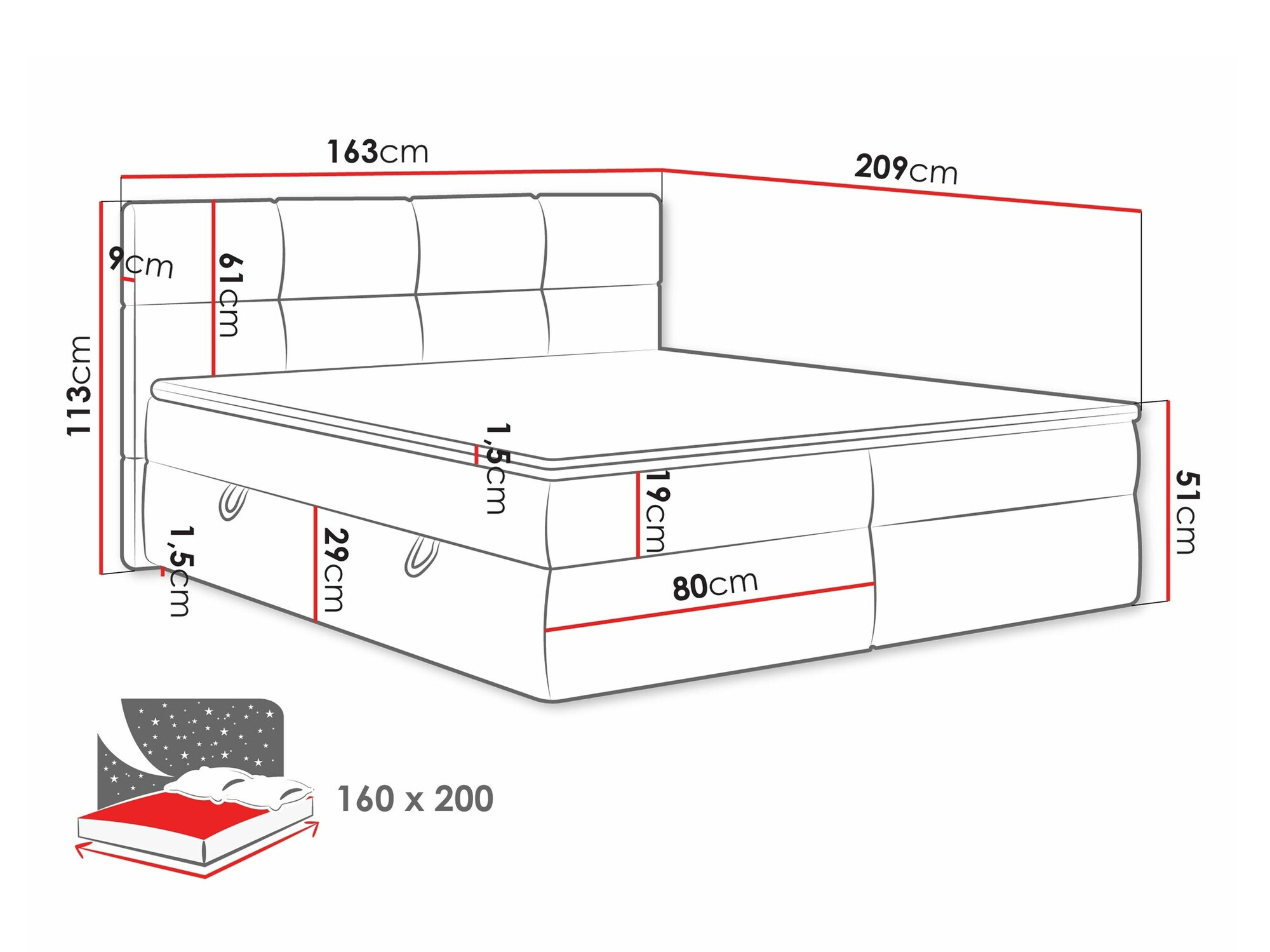 Kontinentális ágy ComfiDream 187 (Curio 02)