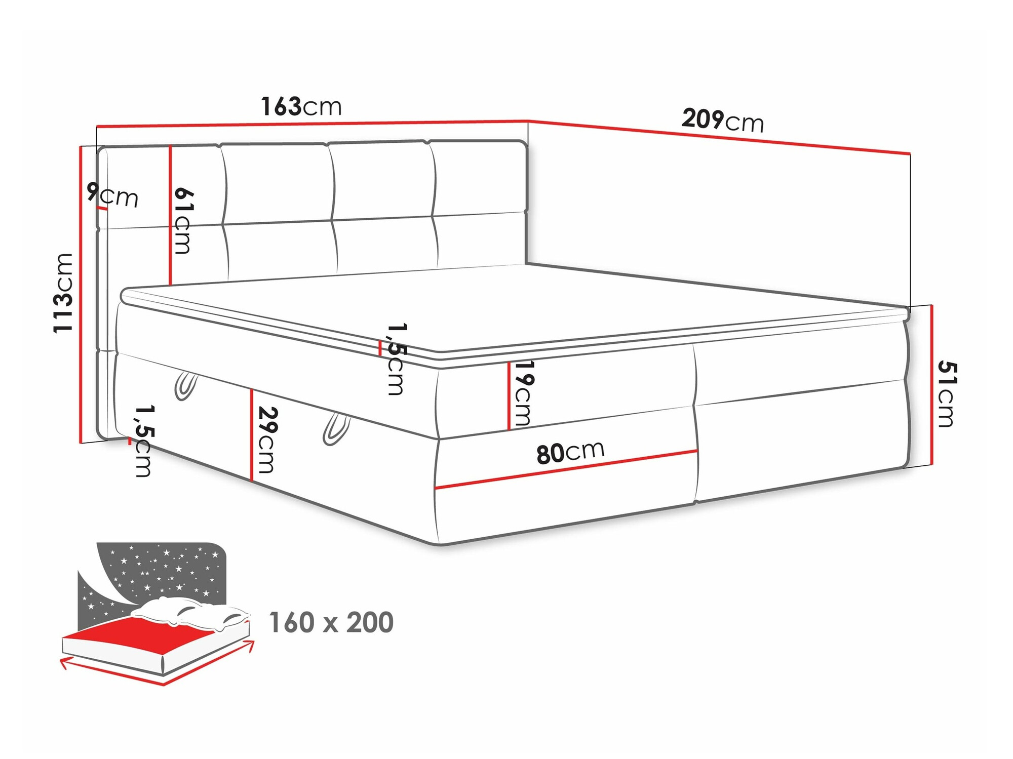 Kontinentális ágy ComfiDream 187 (Curio 99)