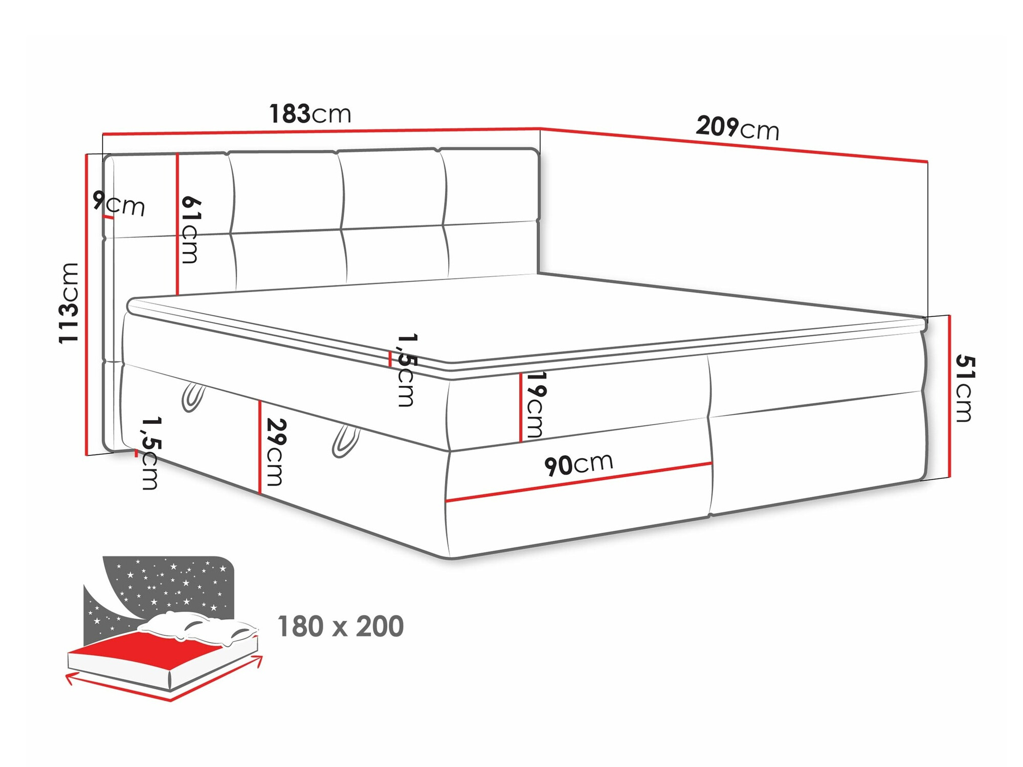 Kontinentális ágy ComfiDream Nivina (Curio 11)