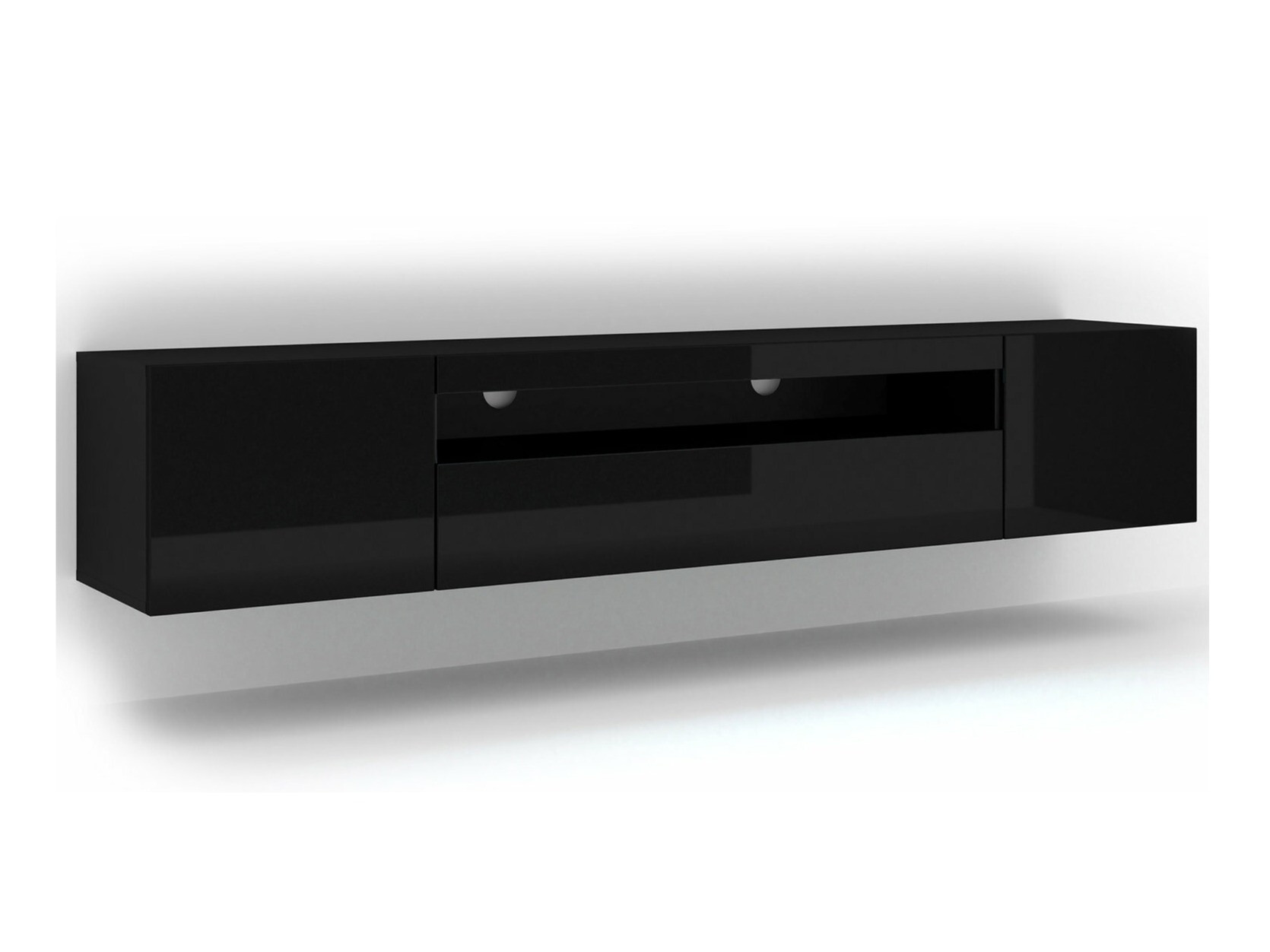 TV-állvány Morteo 104 (Fekete + Fényes fekete)