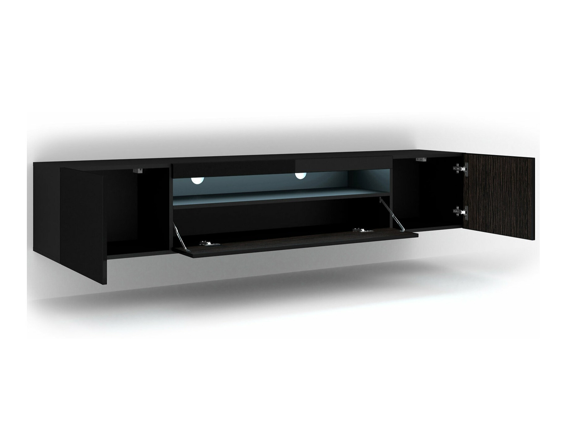 TV-állvány Morteo 104 (Fekete + Fényes fekete)