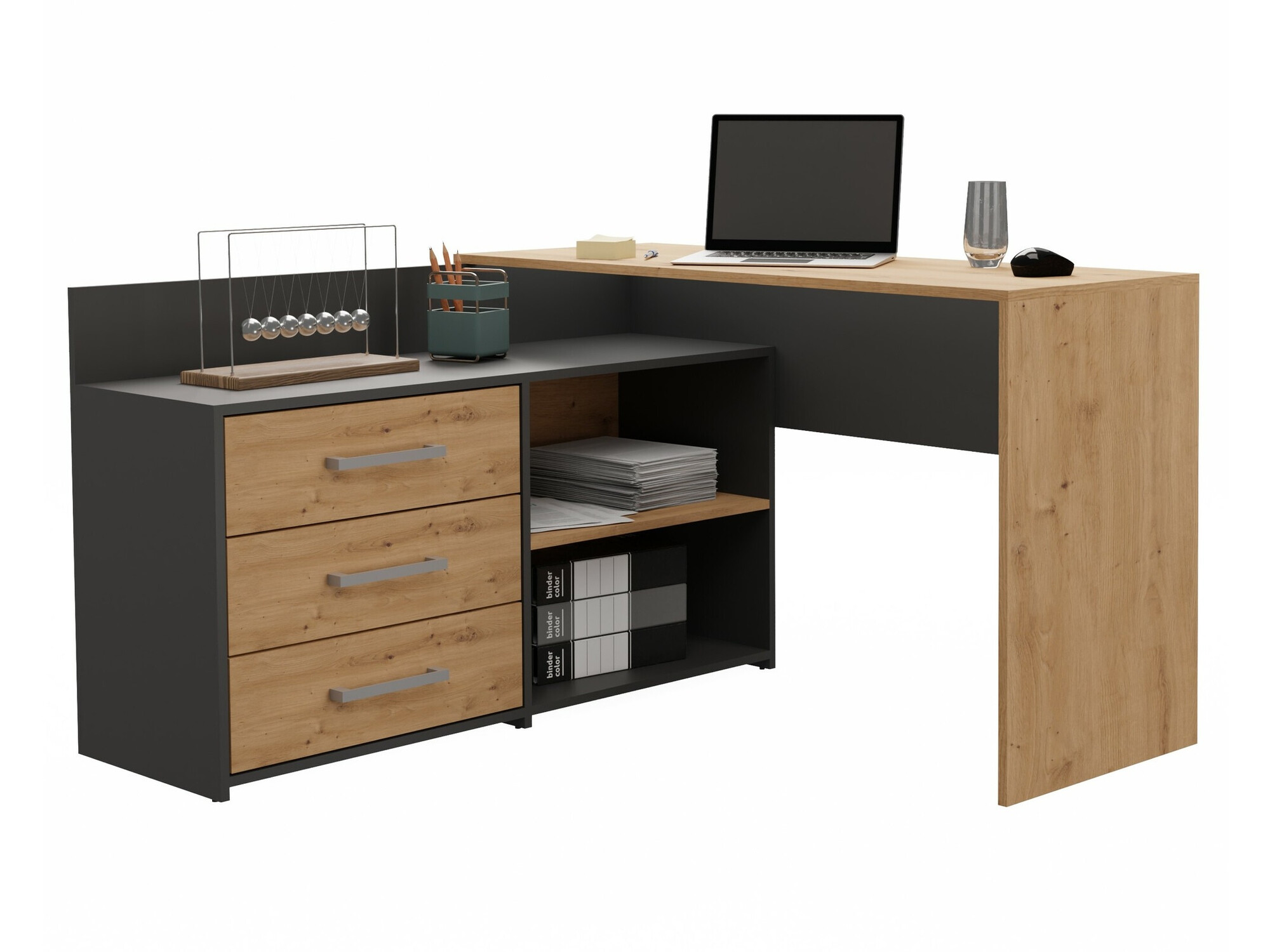 Sarok íróasztal Mandeville 131 (Antracit + Artisan tölgy)