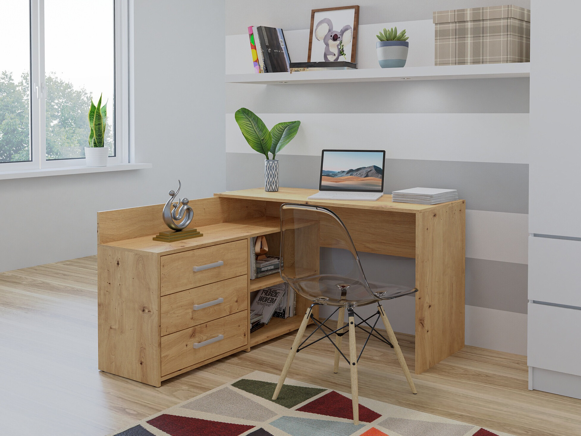 Sarok íróasztal Mandeville 131 (Artisan tölgy)