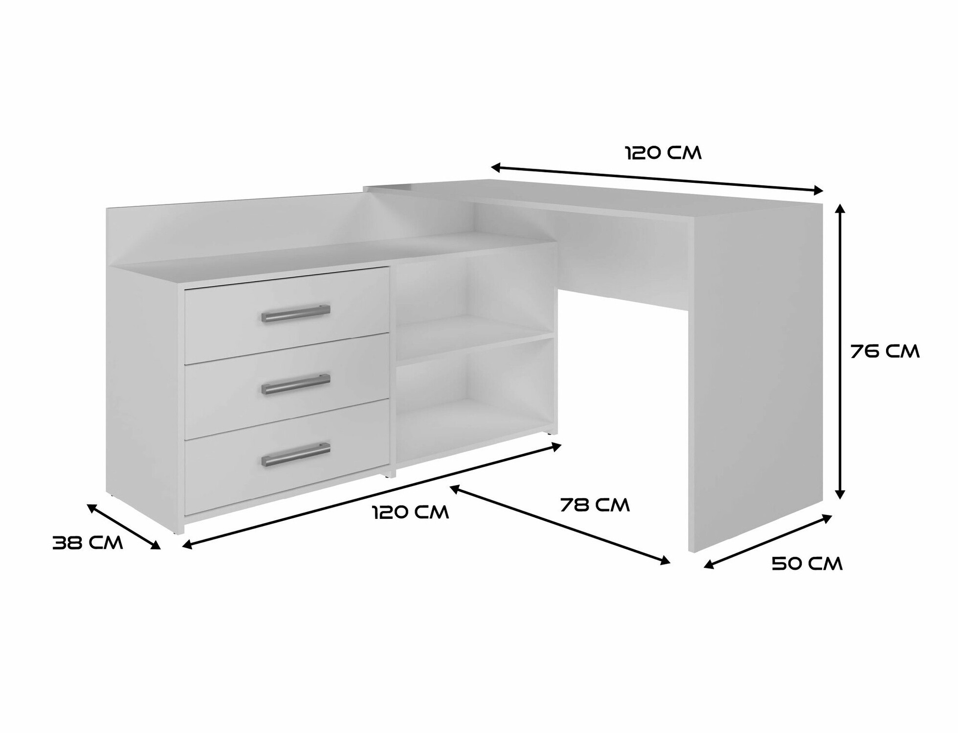 Sarok íróasztal Mandeville 131 (Matt fehér)