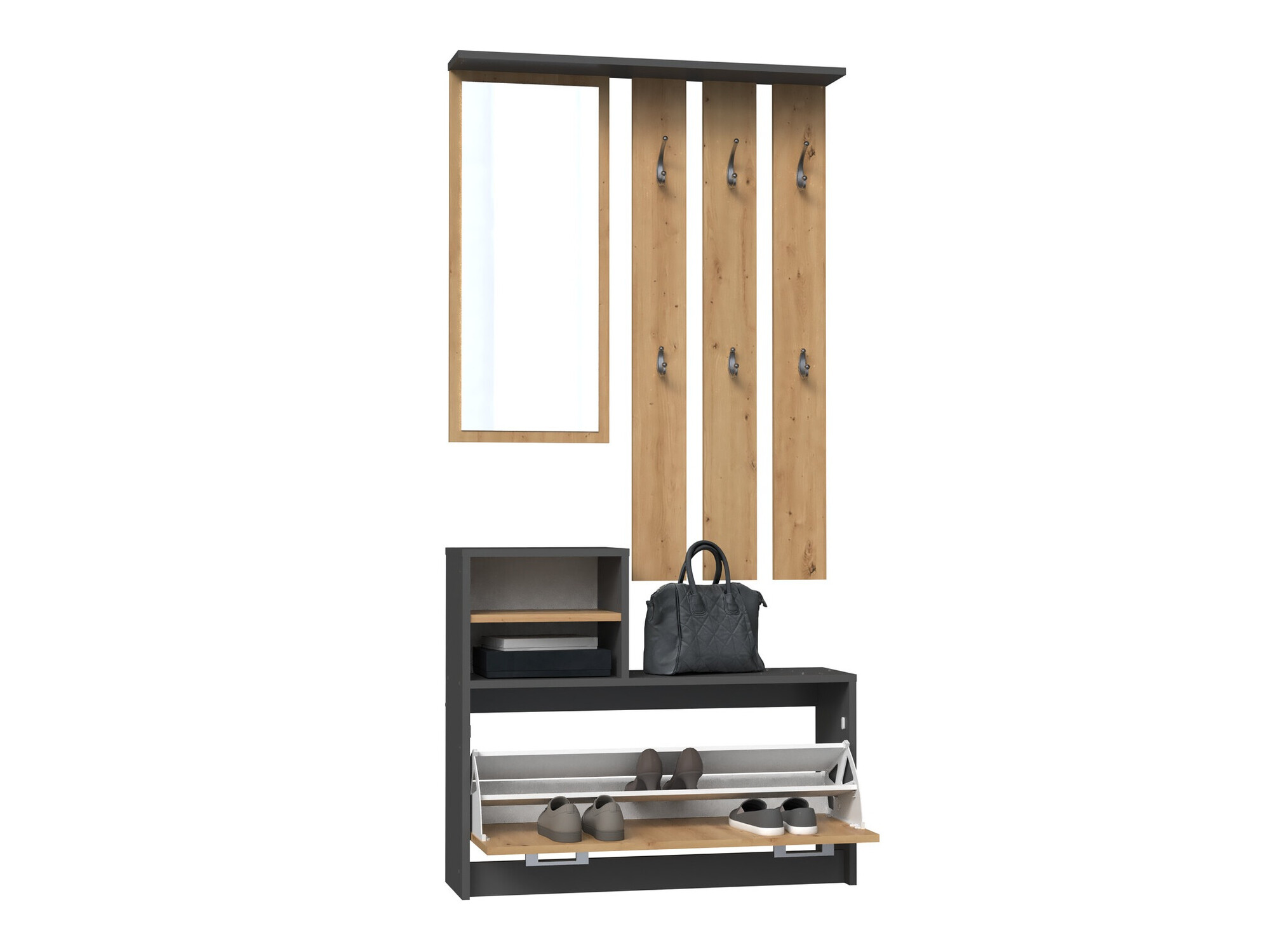 Előszoba garnitúra Mandeville 144 (Artisan tölgy + Antracit)