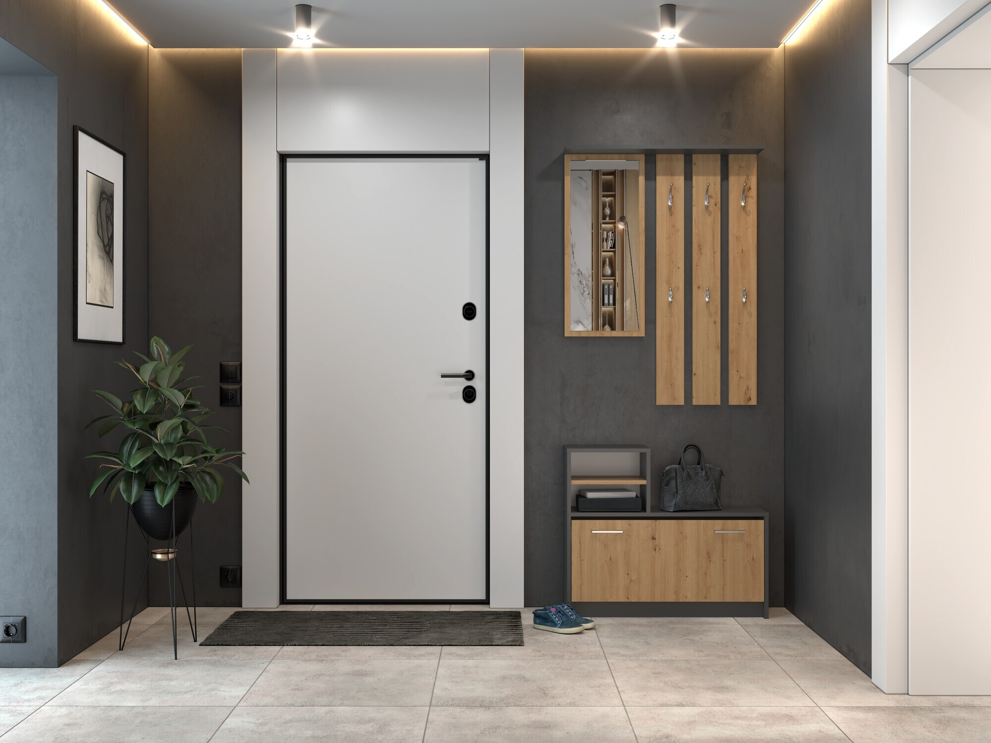 Előszoba garnitúra Mandeville 144 (Artisan tölgy + Antracit)