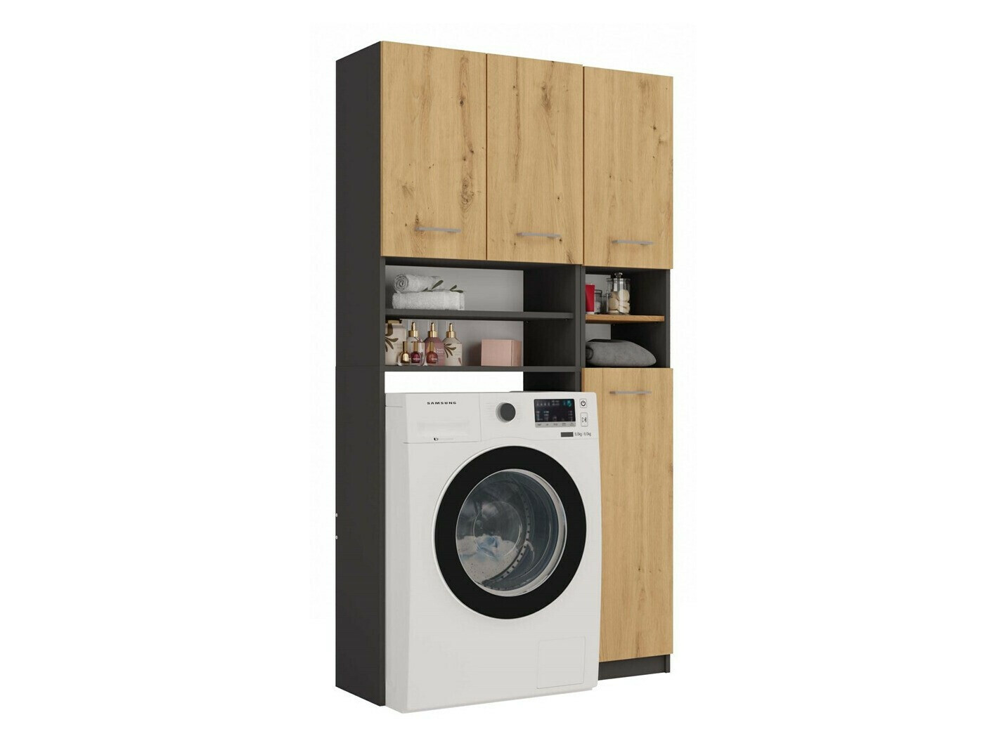 Fürdőszoba polc Mandeville 128 (Antracit + Artisan tölgy)