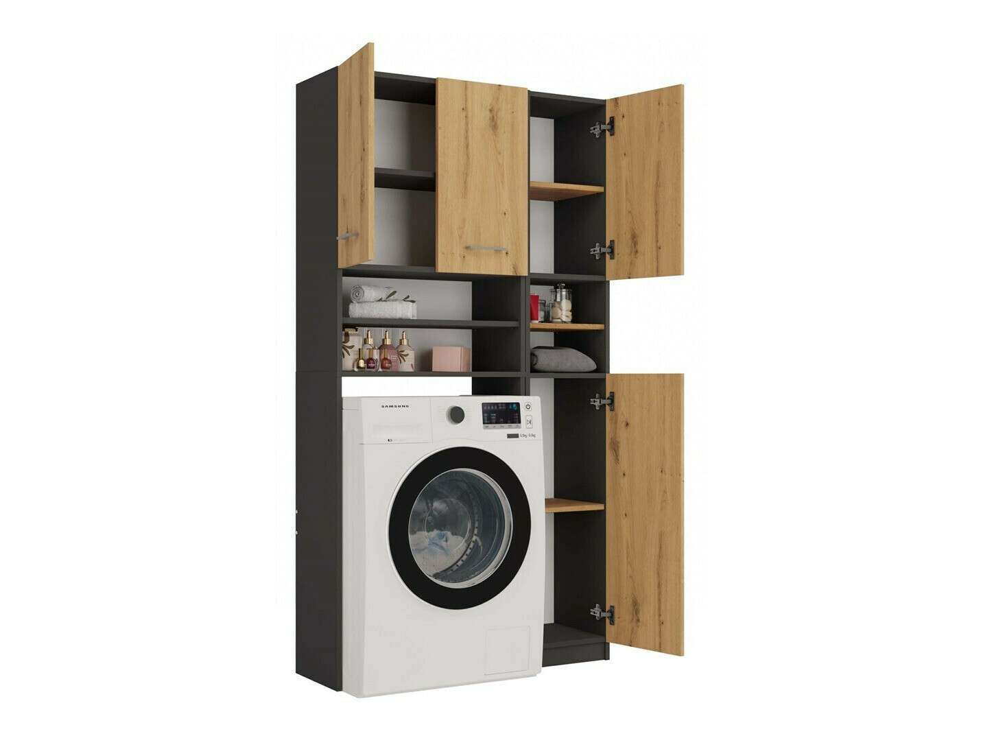 Fürdőszoba polc Mandeville 128 (Antracit + Artisan tölgy)