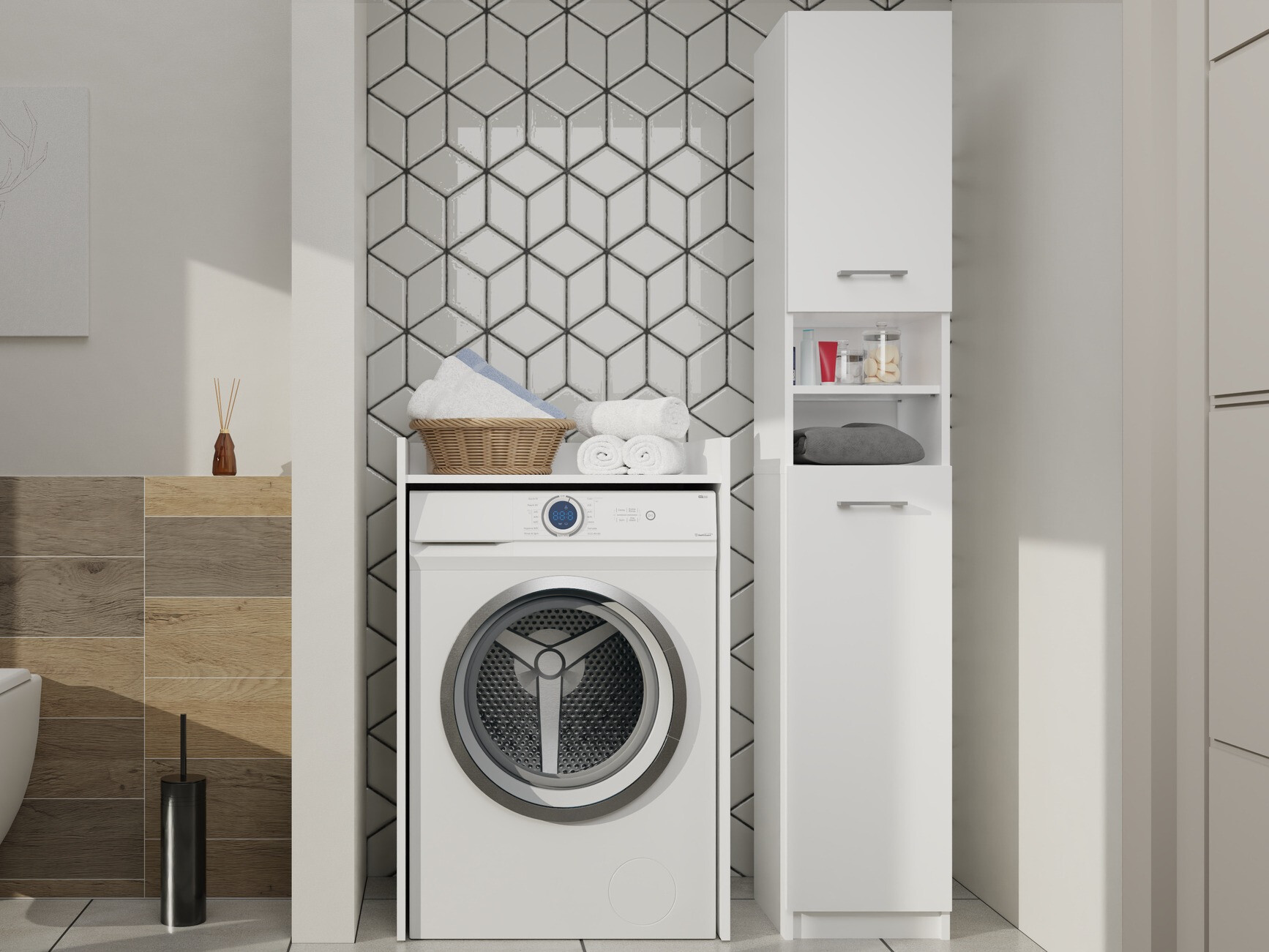 Álló fürdőszoba szekrény Mandeville 152 (Fehér)