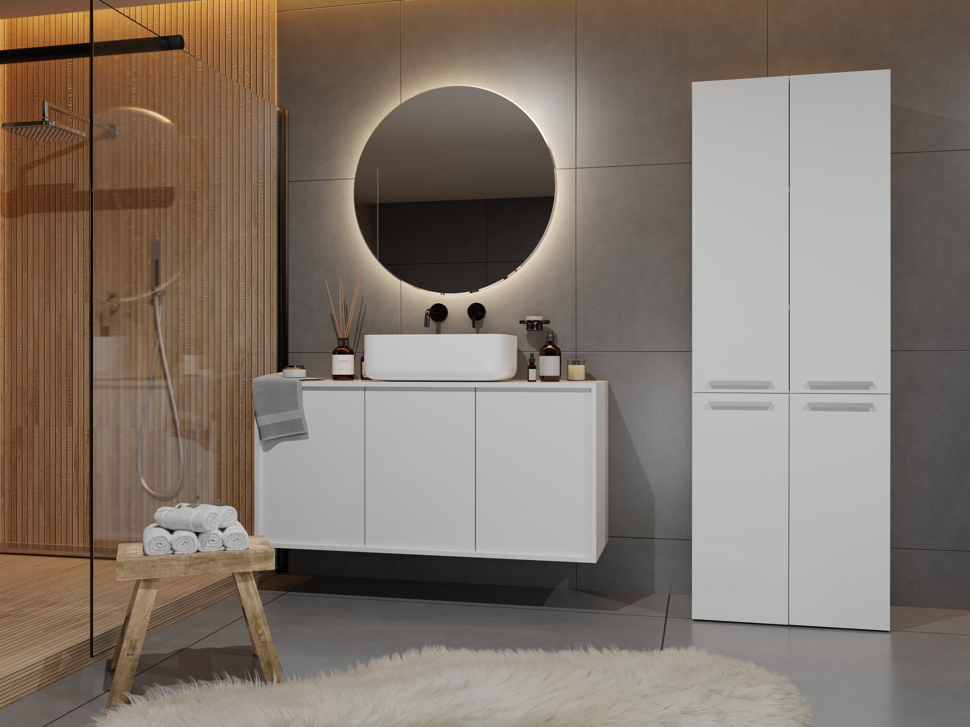 Álló fürdőszoba szekrény Nolmaru 102 (Fehér)