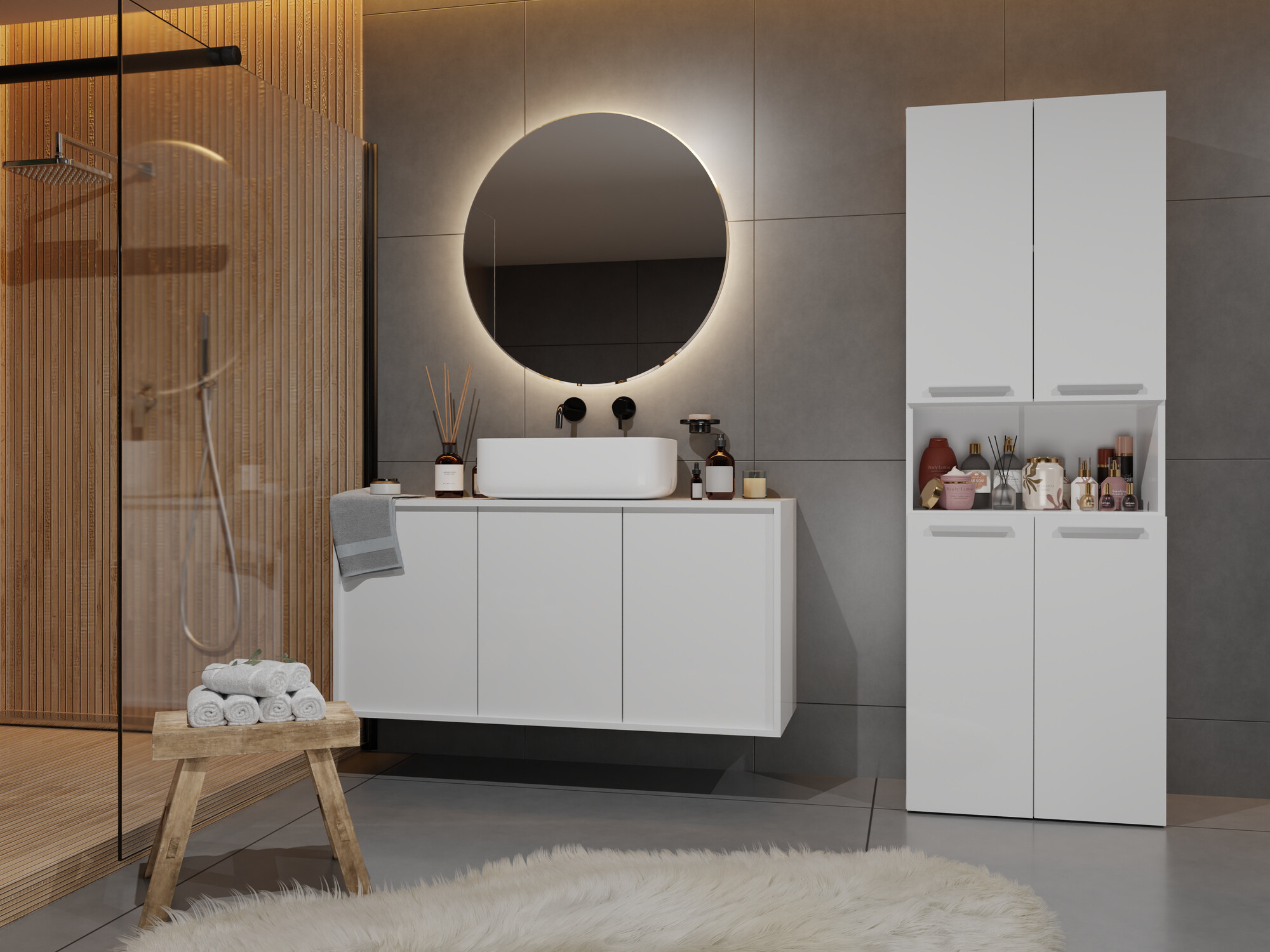 Álló fürdőszoba szekrény Nolmaru 103 (Fehér)