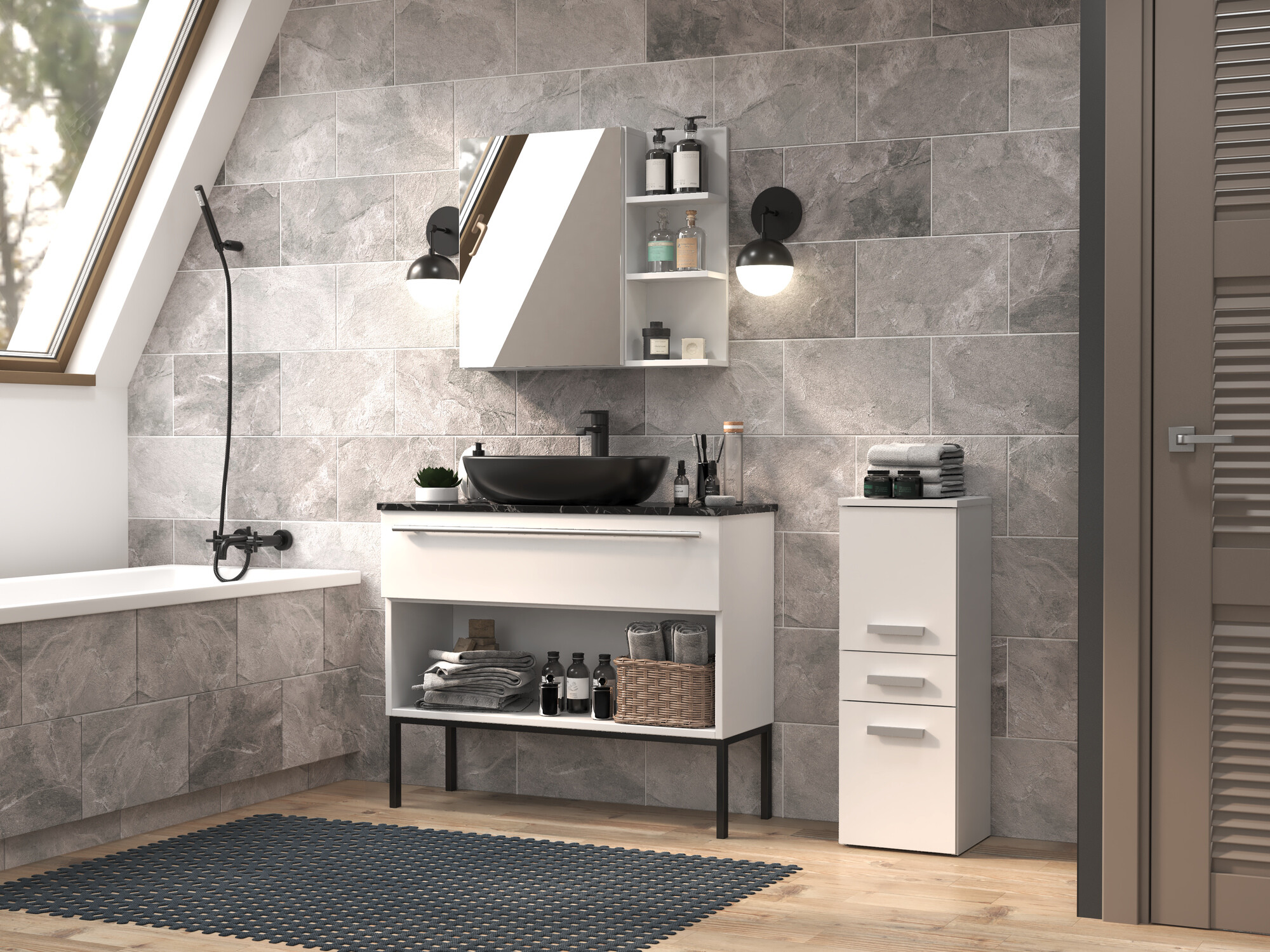 Álló fürdőszoba szekrény Nolmaru 108 (Fehér)