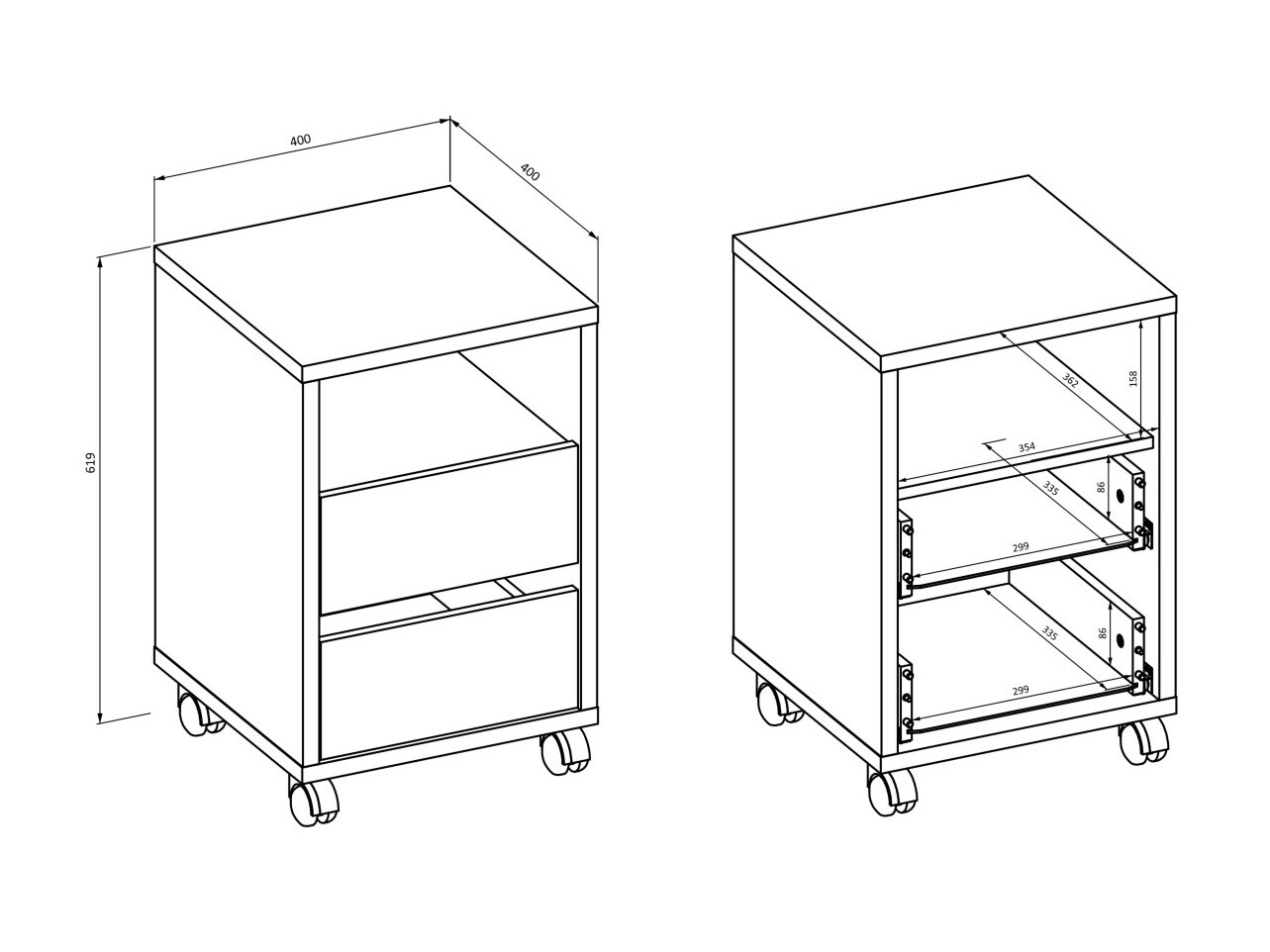 Görgős konténer Austin 346 (Fehér)