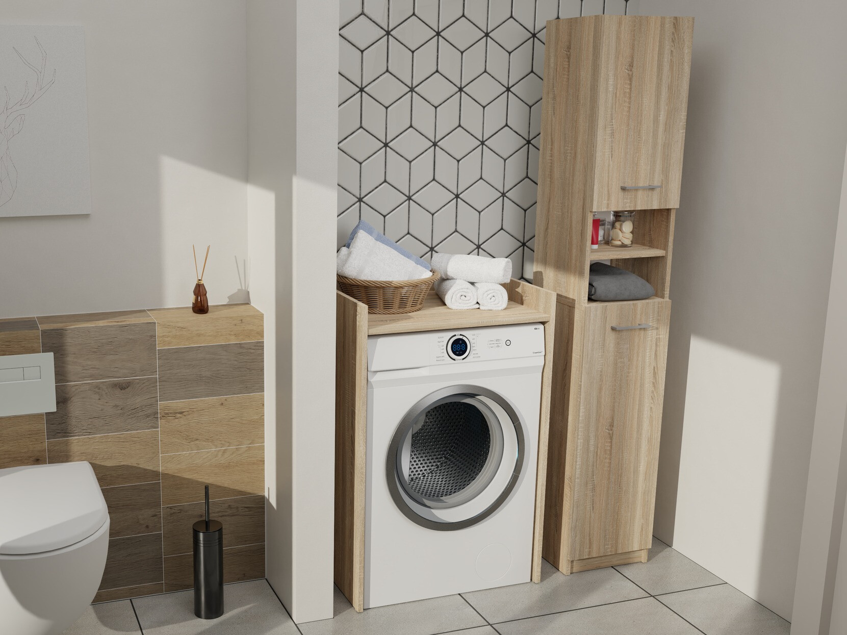 Álló fürdőszoba szekrény Balelbo 102 (Sonoma tölgy)