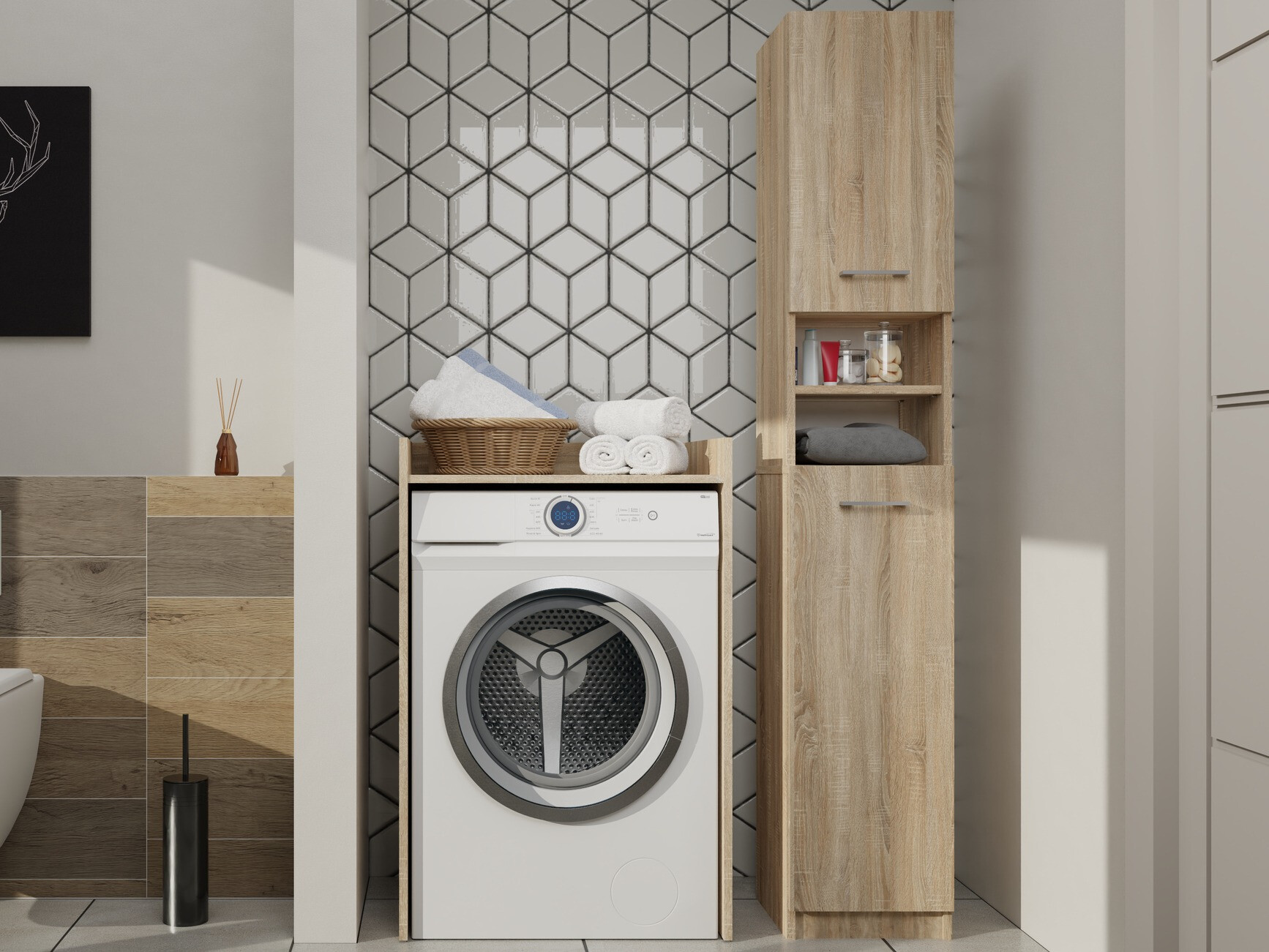 Álló fürdőszoba szekrény Balelbo 102 (Sonoma tölgy)