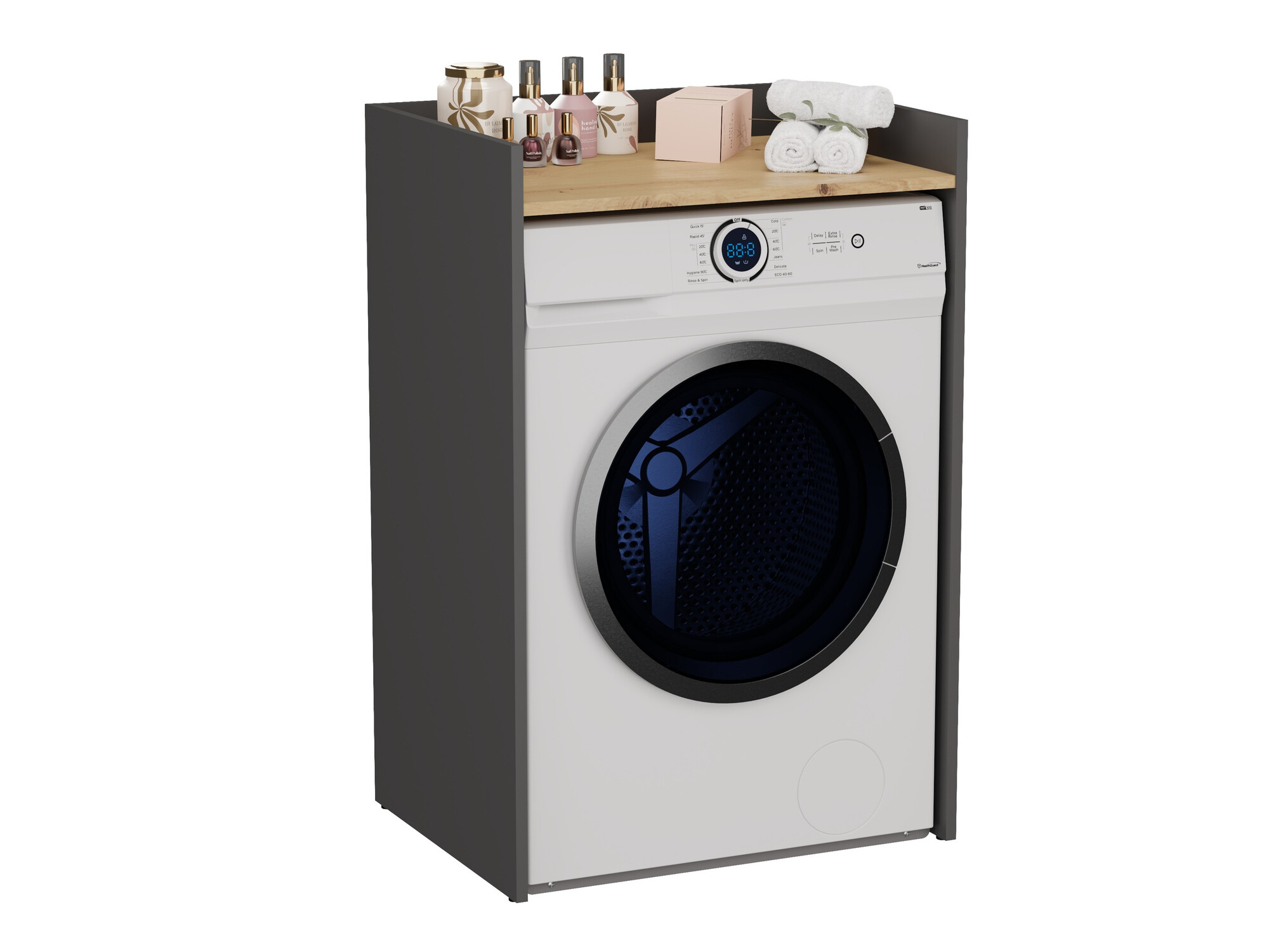 Beépített fürdőszoba szekrény Balelbo 102 (Antracit + Artisan tölgy)