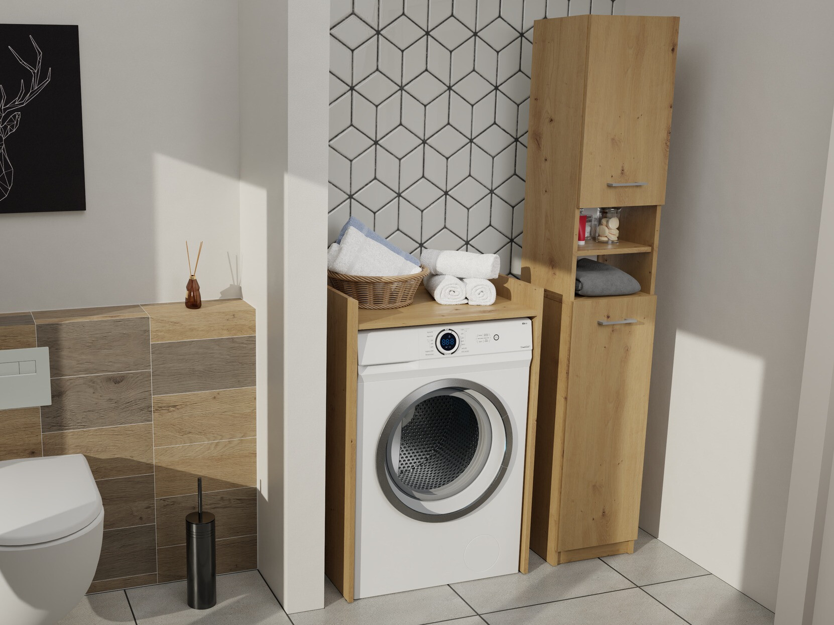 Beépített fürdőszoba szekrény Balelbo 102 (Artisan tölgy)