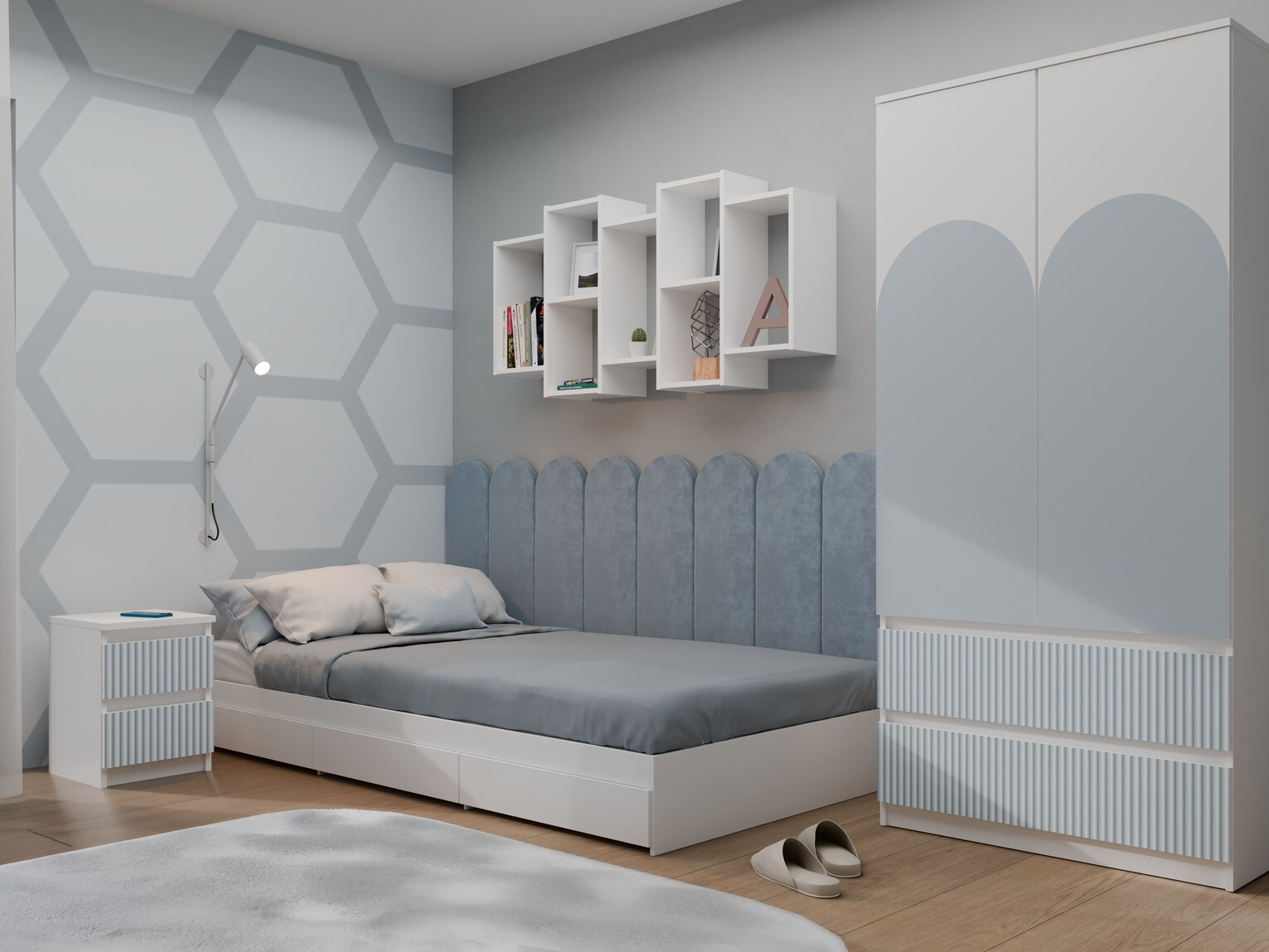 Éjjeliszekrény Mortore 103 (Kék)