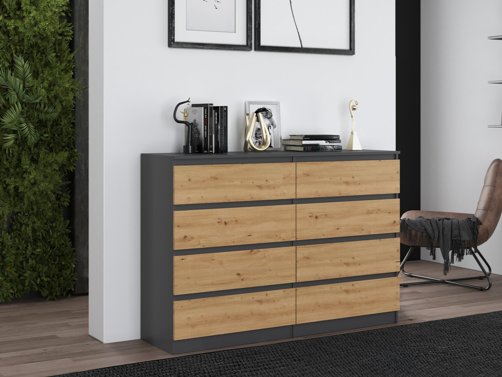 Komód Elbvelu 100 (Antracit + Artisan tölgy)