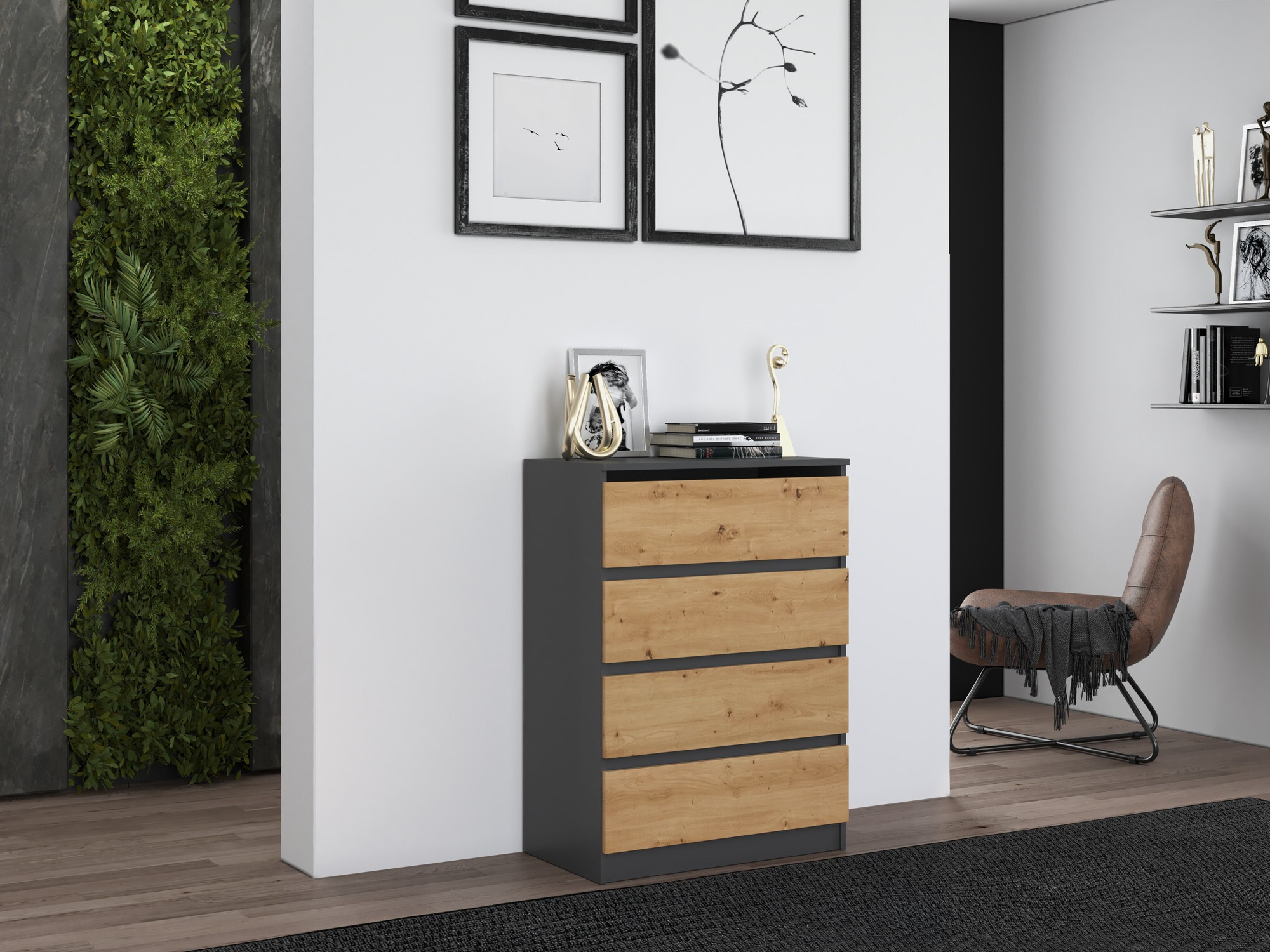 Komód Elbvelu 105 (Antracit + Artisan tölgy)