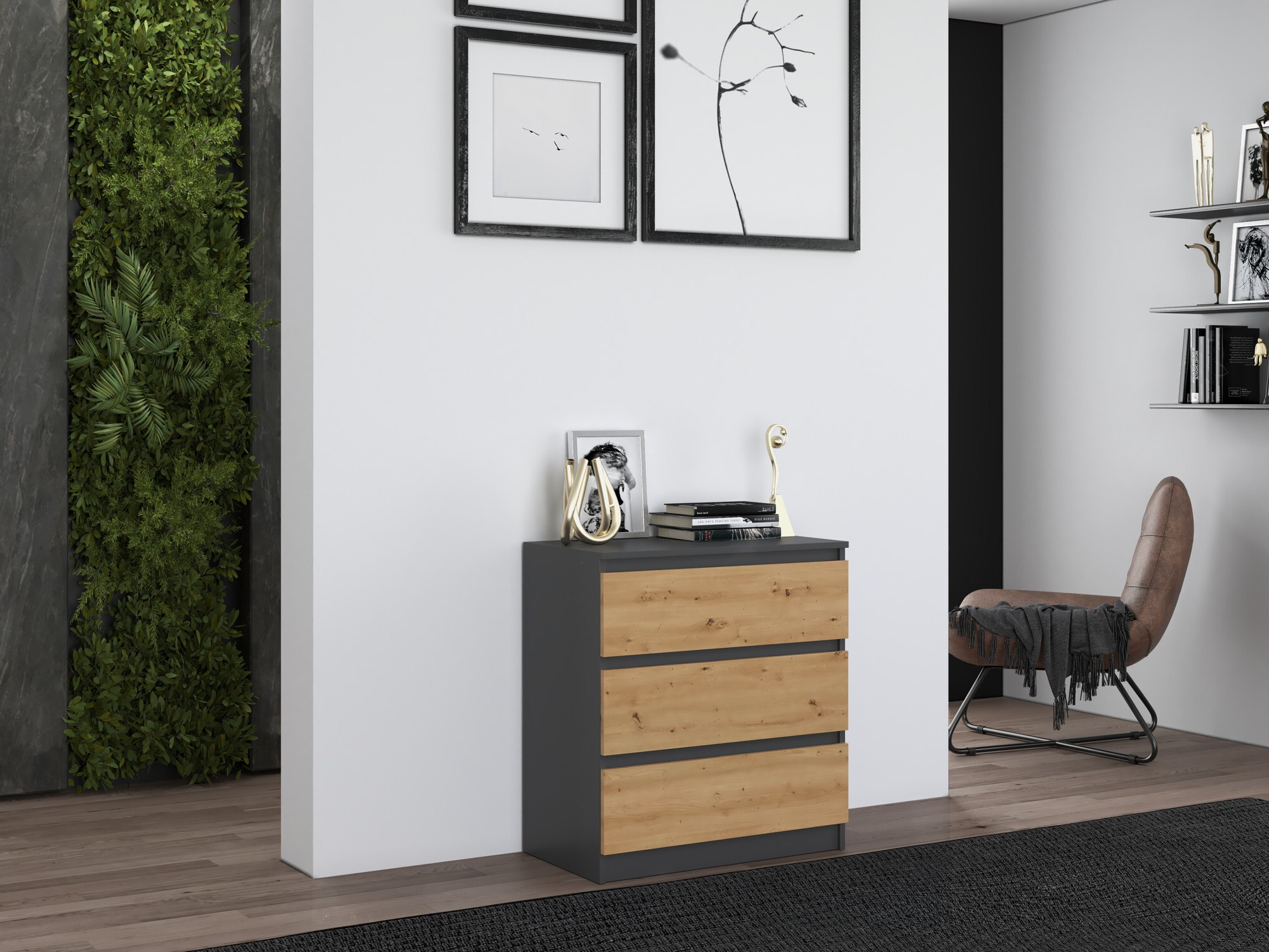 Komód Elbvelu 106 (Antracit + Artisan tölgy)