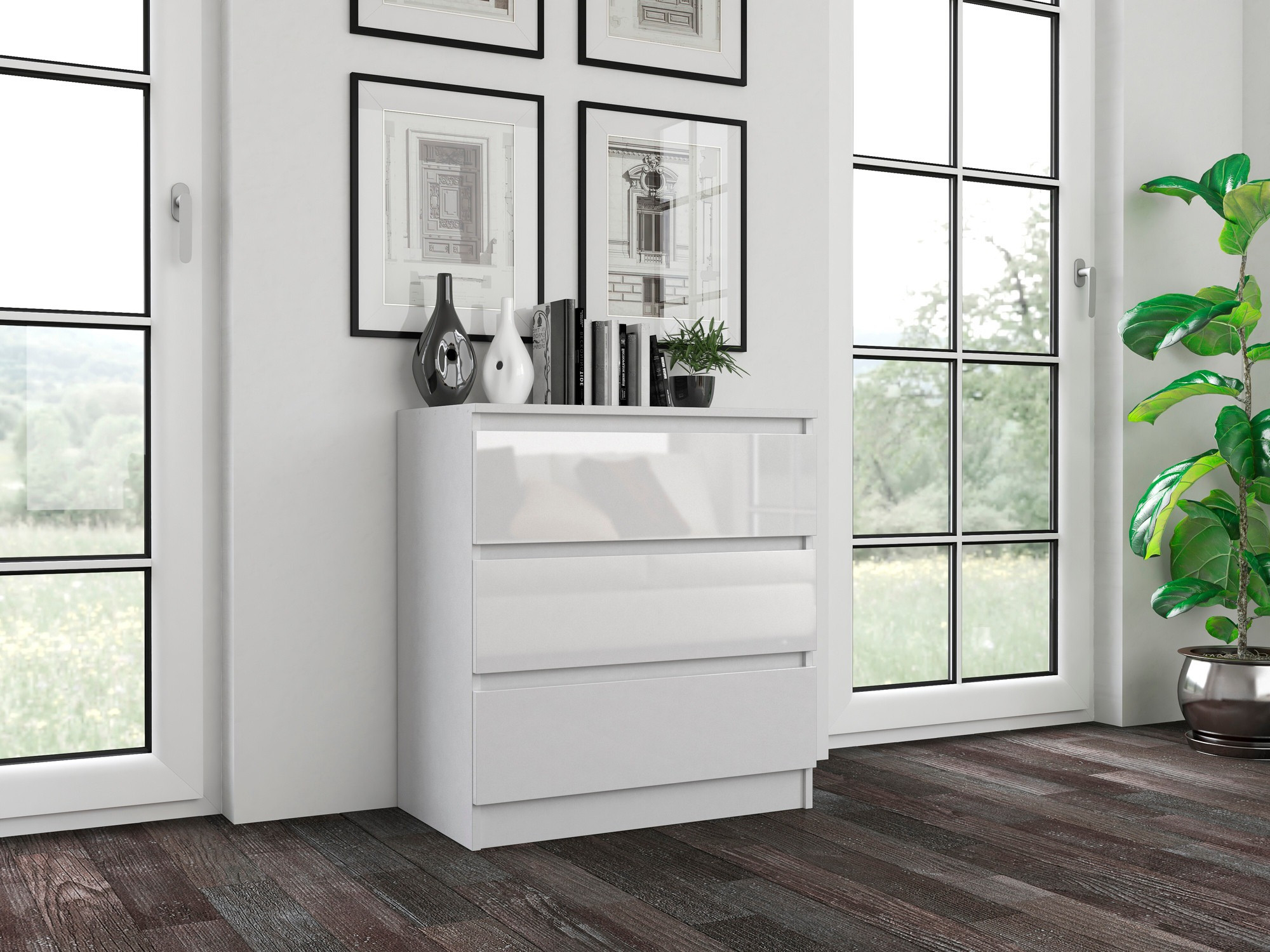 Komód Elbvelu 106 (Fényes fehér)