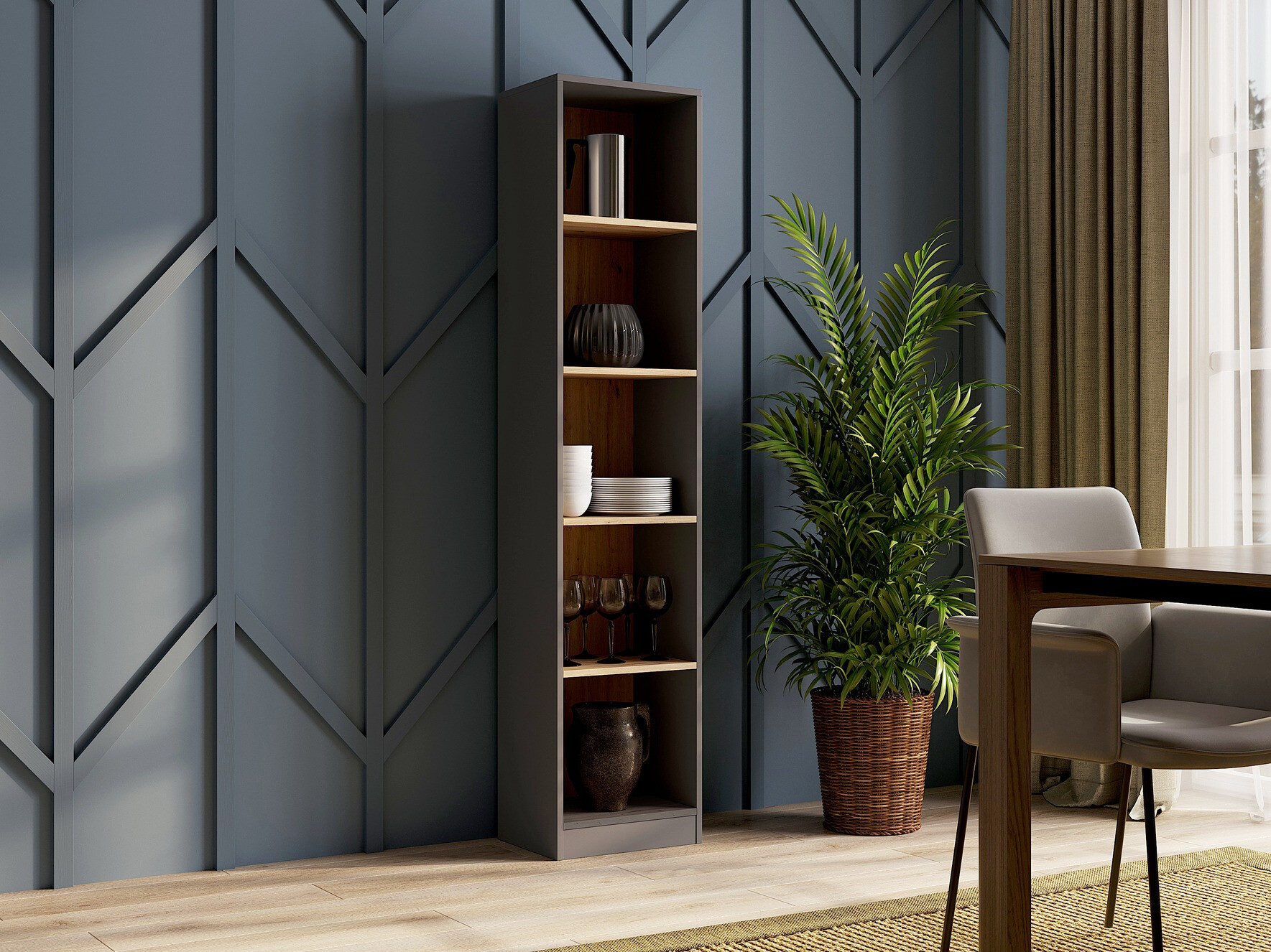 Könyvespolc Mandeville 183 (Antracit + Artisan tölgy)