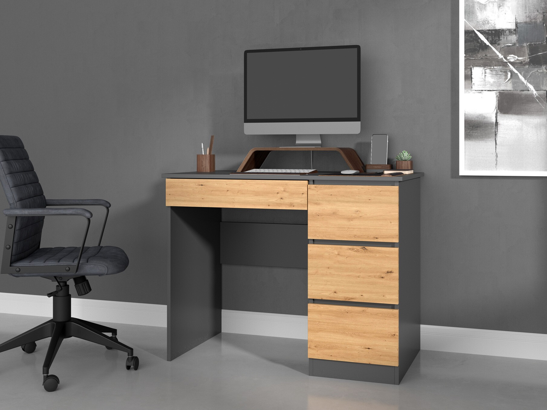 Íróasztal Elbvelu 108 (Antracit + Artisan tölgy)
