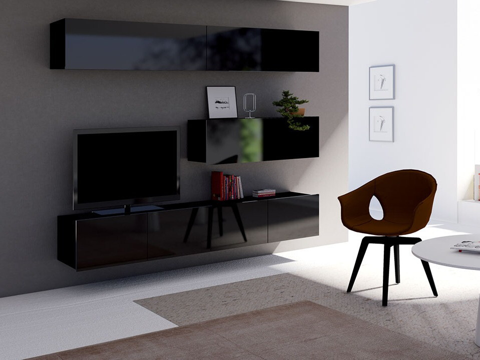 Nappali szett Tivdalu 112 (Fekete + Fényes fekete)