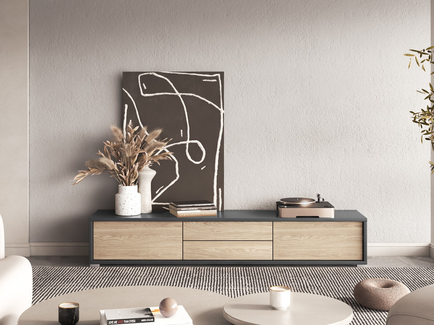 TV-állvány Austin 325 (Antracit + Tölgy)