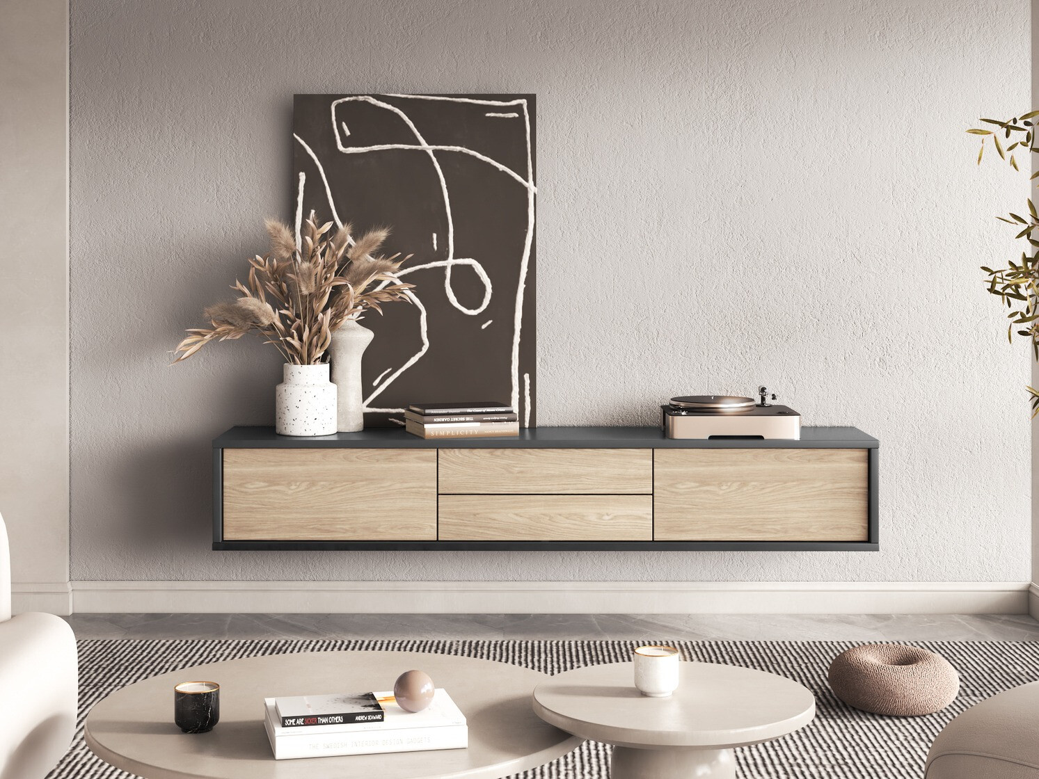 TV-állvány Austin 325 (Antracit + Tölgy)