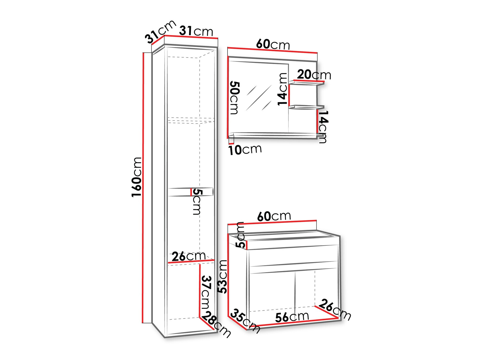 Fürdőszobai garnitúra Sarasota 168 (Bodega + Fekete)