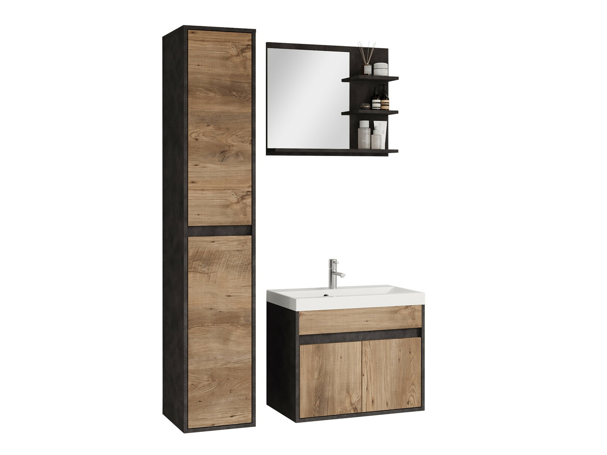 Fürdőszobai garnitúra Sarasota 168 (Matera szürke + Gesztenye)